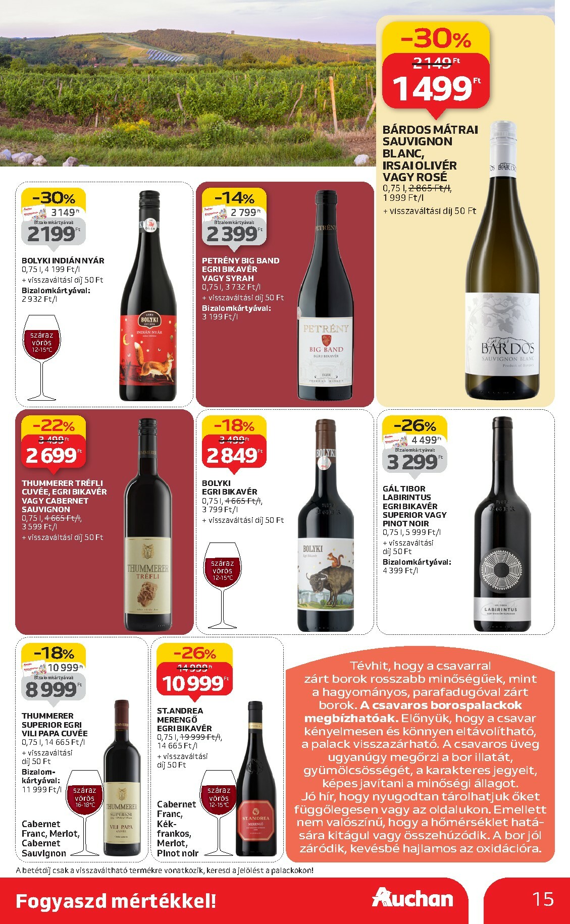 auchan - Auchan - Bor ajánlataink akciós újság, érvényes 10.02. - 10.22. - page: 15