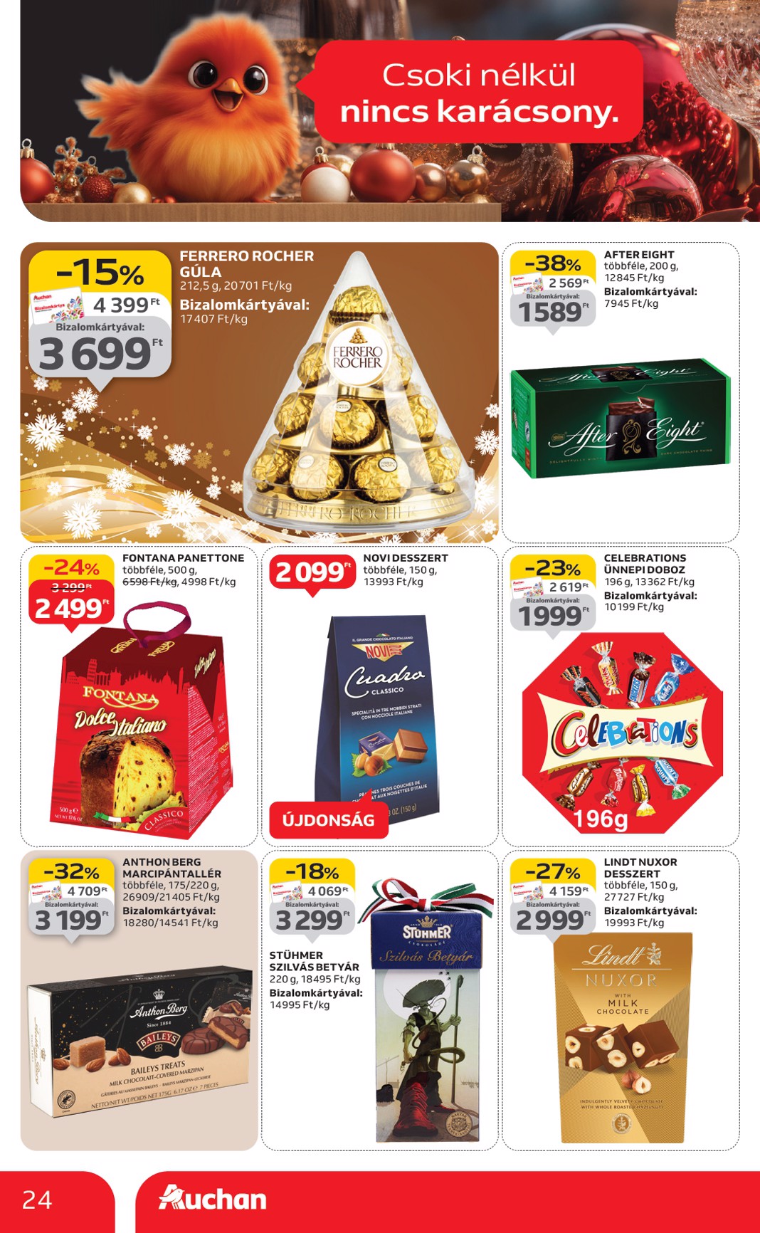 auchan - Auchan - Karácsonyi prémium élelmiszer hipermarket ajánlataink - Hipermarket akciós újság, érvényes 11.20. - 12.24. - page: 24