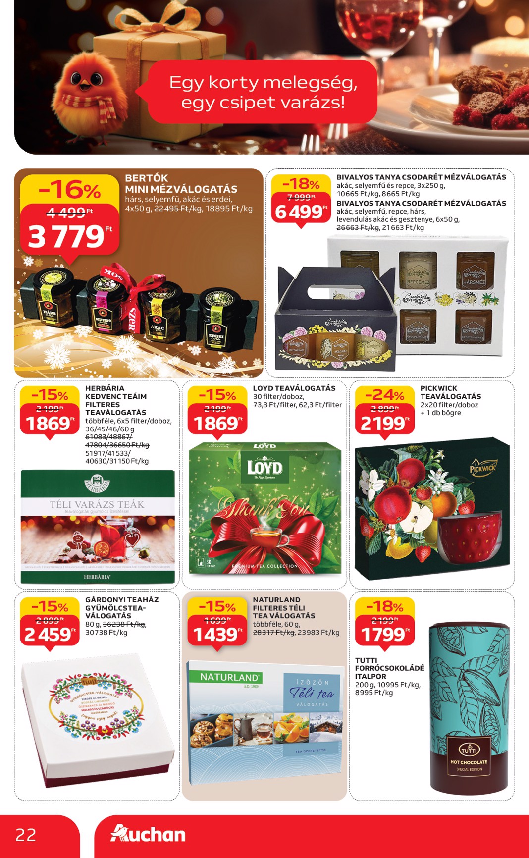auchan - Auchan - Karácsonyi prémium élelmiszer hipermarket ajánlataink - Hipermarket akciós újság, érvényes 11.20. - 12.24. - page: 22