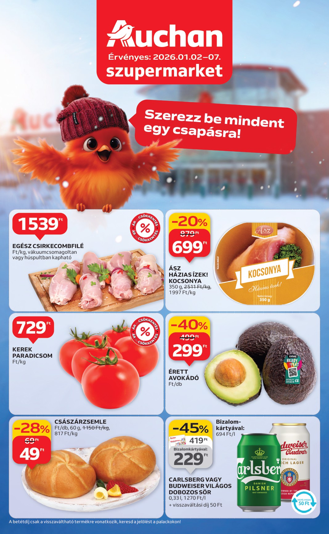 auchan - Auchan szupermarket akciós újság, érvényes 01.02. - 01.07.