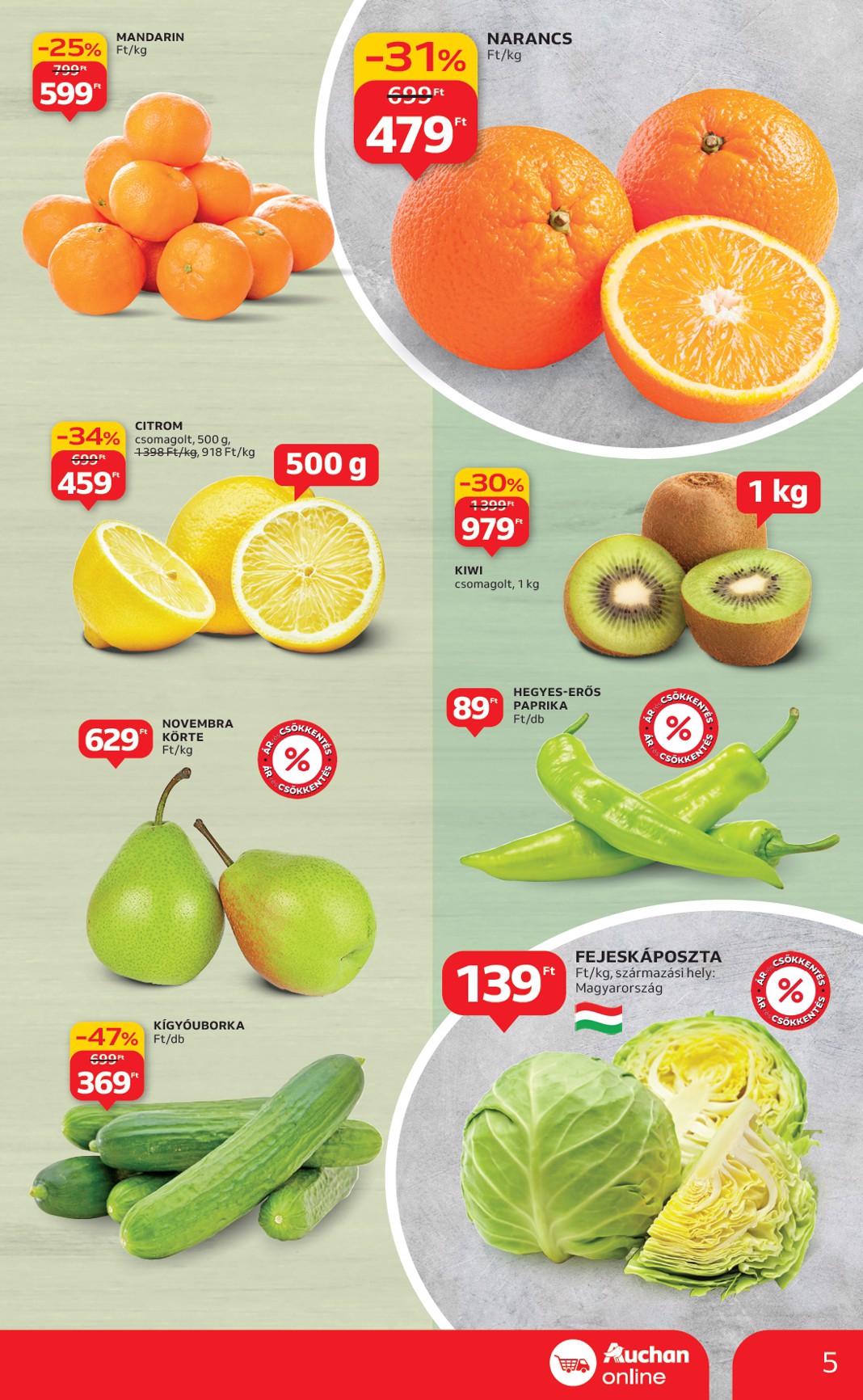 auchan - Auchan szupermarket akciós újság, érvényes 01.22. - 01.28. - page: 5