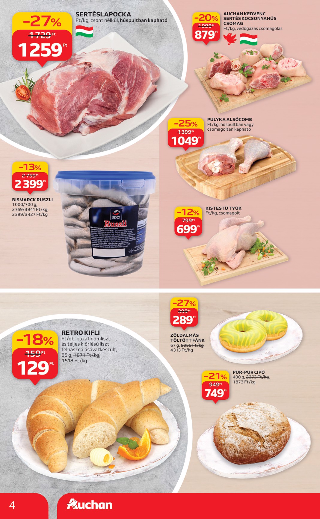 auchan - Auchan szupermarket akciós újság, érvényes 01.22. - 01.28. - page: 4