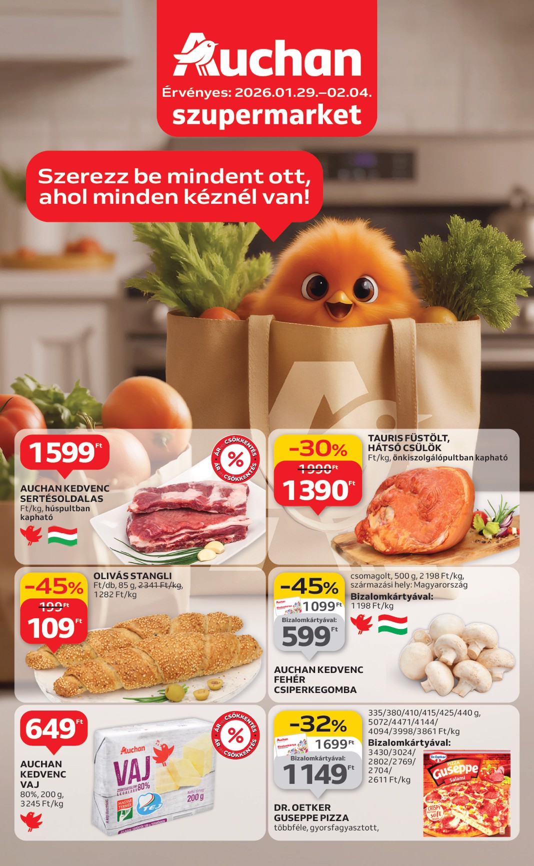 auchan - Auchan szupermarket akciós újság, érvényes 01.29. - 02.04. - page: 1