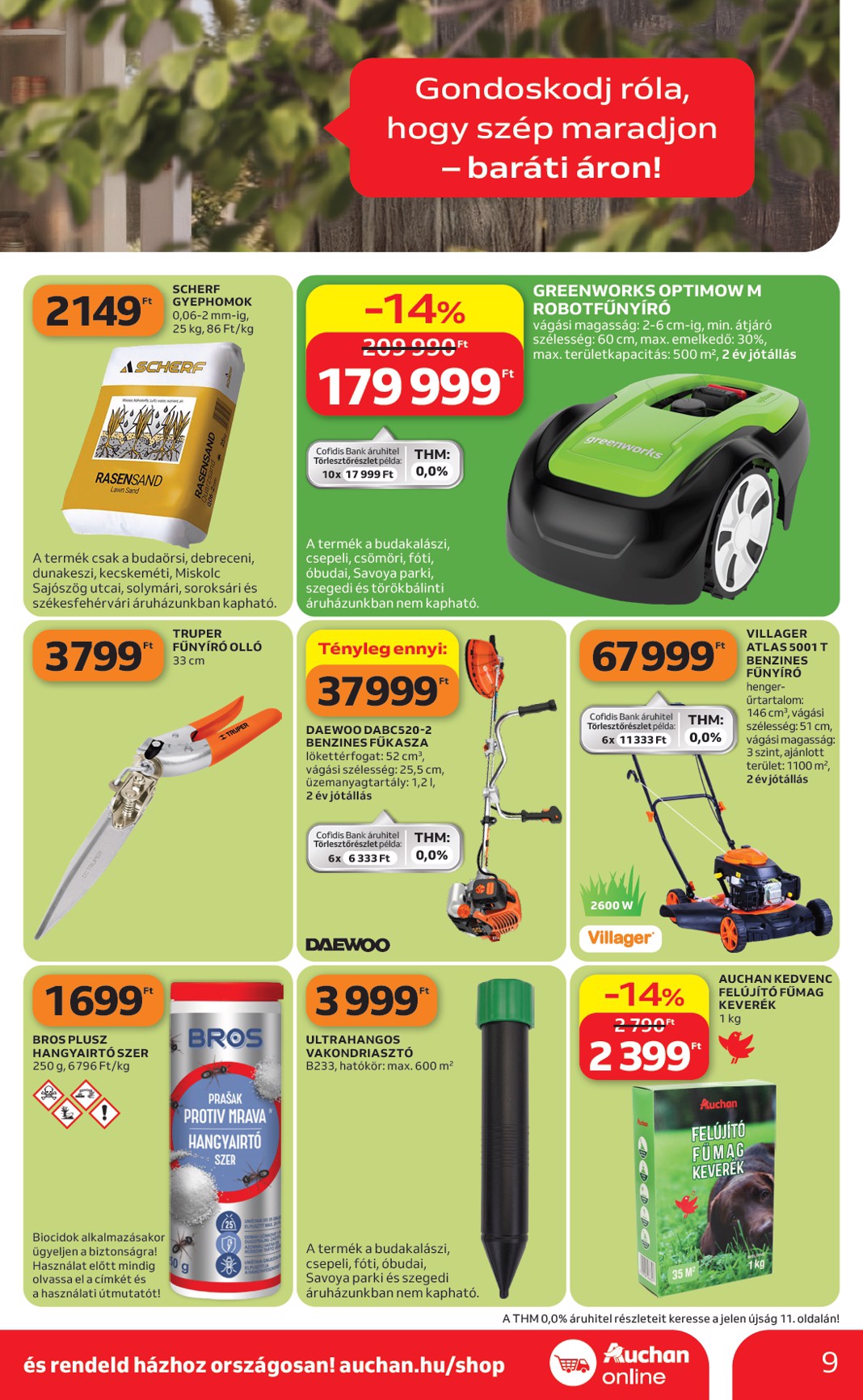 auchan - Aktuális Auchan - Kertészet és Szabadidő szórólap érvényes csütörtöktől 2026.04.16.-től csütörtöktől 2026.05.14.-ig - page: 9