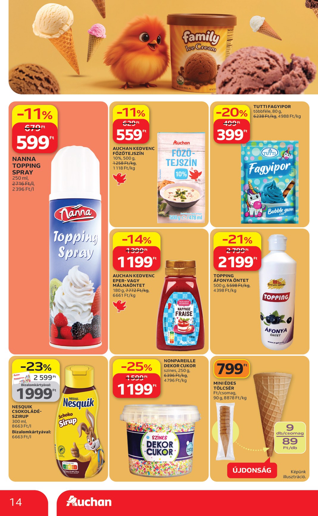 auchan - A jövőbeli Auchan - Jégkrém ajánlataink akciós újság csütörtöktől 2026.04.23.-tól szerdától 2026.05.20.-ig érvényes. - page: 14