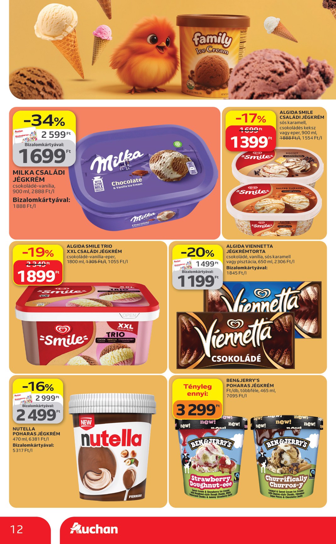 auchan - A jövőbeli Auchan - Jégkrém ajánlataink akciós újság csütörtöktől 2026.04.23.-tól szerdától 2026.05.20.-ig érvényes. - page: 12