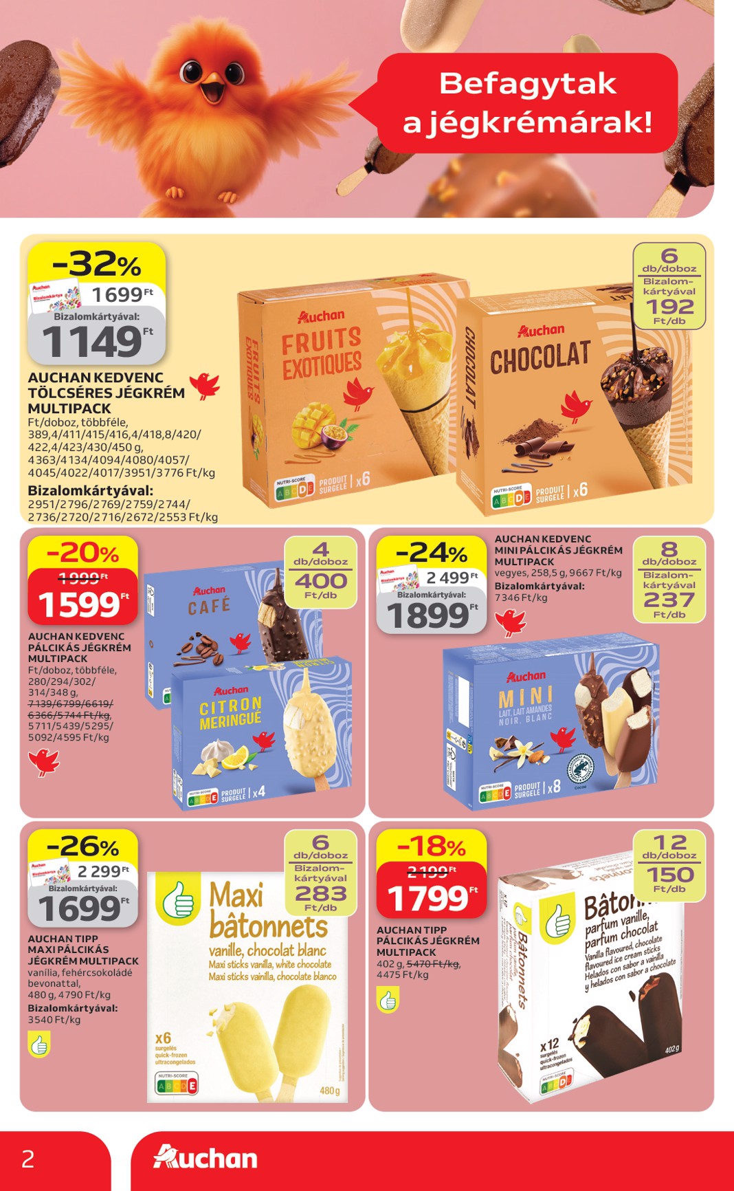 auchan - A jövőbeli Auchan - Jégkrém ajánlataink akciós újság csütörtöktől 2026.04.23.-tól szerdától 2026.05.20.-ig érvényes. - page: 2