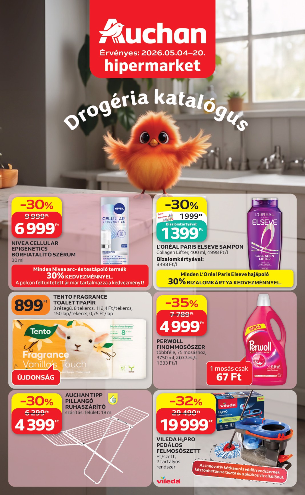 auchan - Aktuális Auchan - Drogéria ajánlataink szórólap érvényes hétfőtől 2026.05.04.-től szerdától 2026.05.20.-ig - page: 1