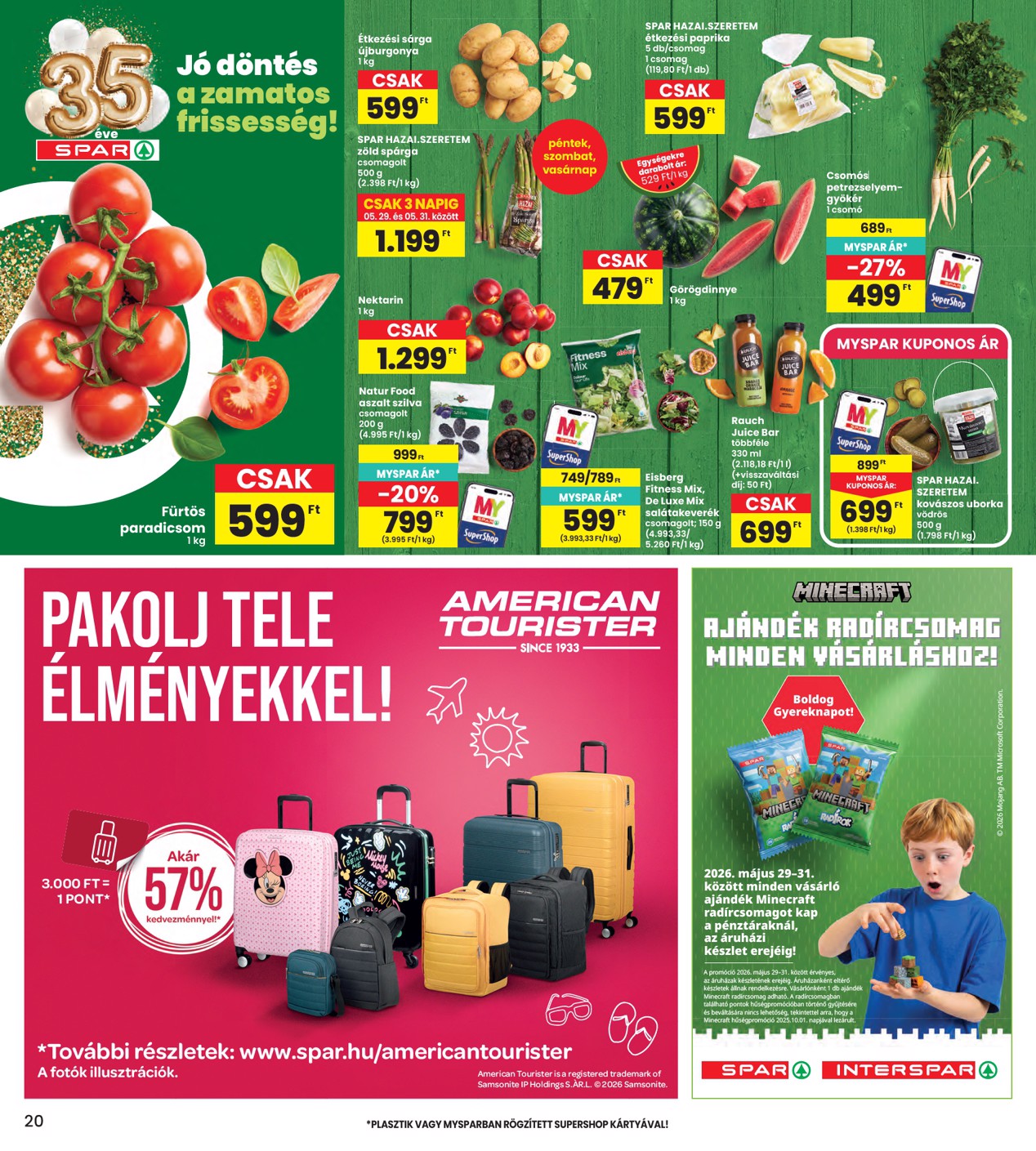 spar - SPAR - INTERSPAR szórólap hirdetmény a következő hétre csütörtöktől 2026.05.28.-tól szerdától 2026.06.03.-ig - page: 20