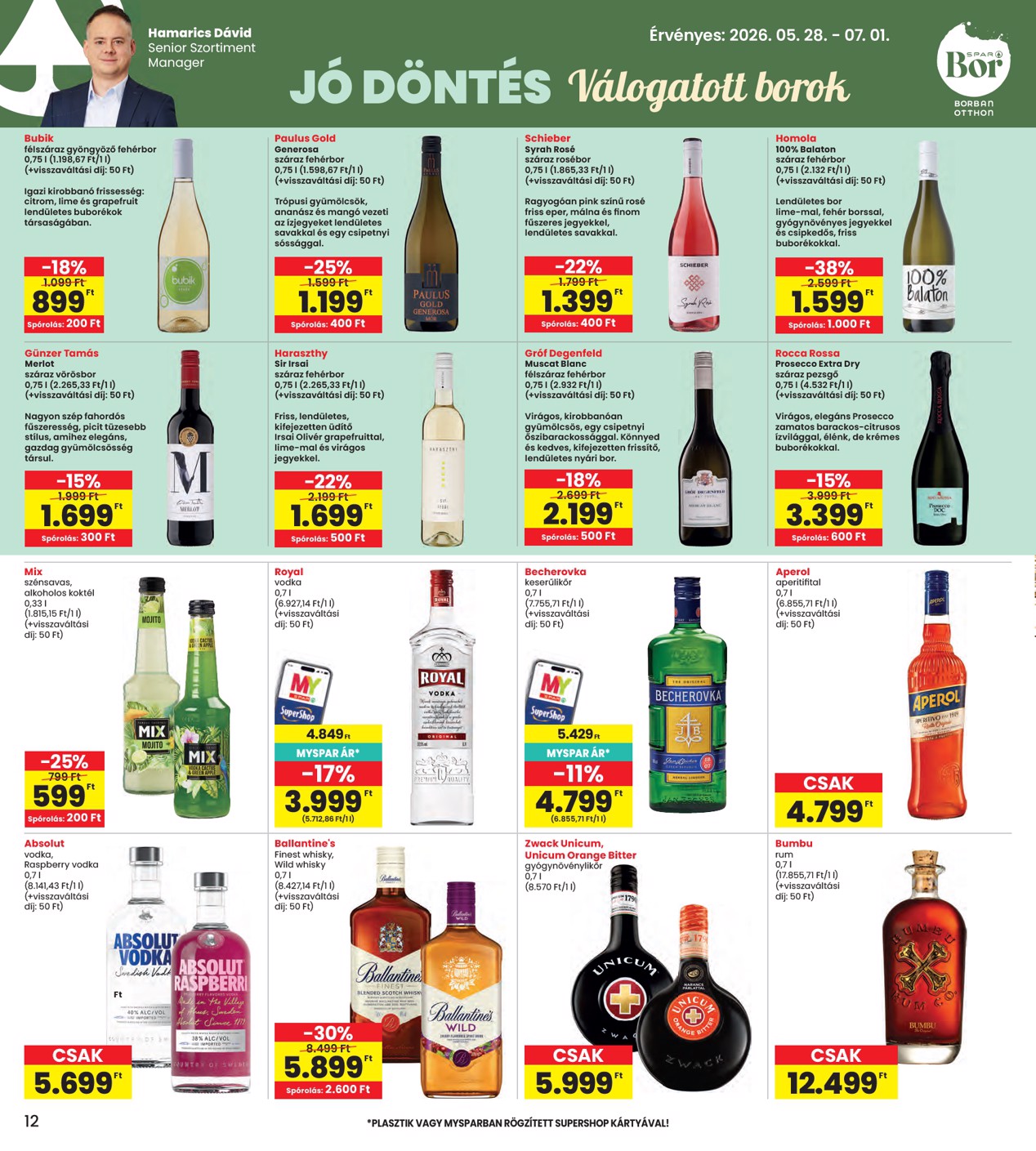 spar - SPAR - INTERSPAR szórólap hirdetmény a következő hétre csütörtöktől 2026.05.28.-tól szerdától 2026.06.03.-ig - page: 12