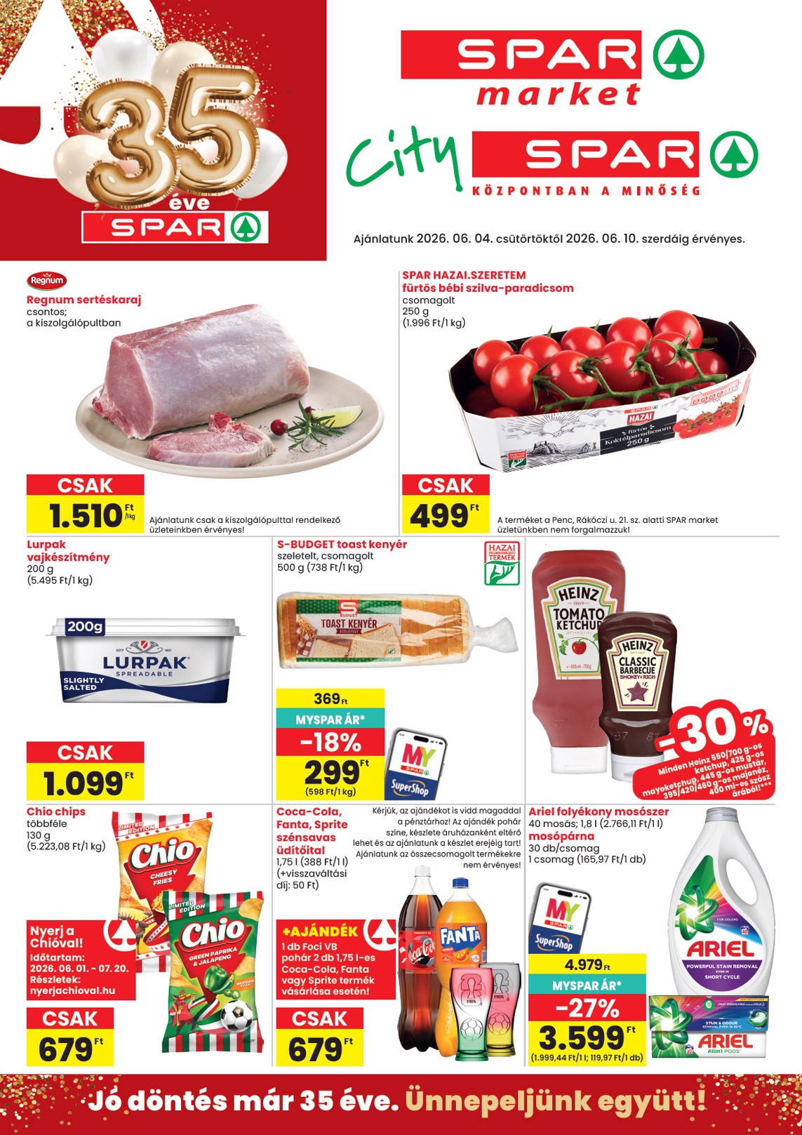 spar - SPAR - Market, City hirdetmény a következő hétre csütörtöktől 2026.06.04.-tól szerdától 2026.06.10.-ig