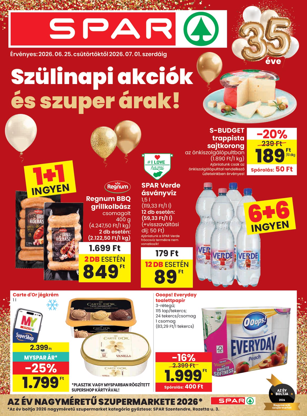 spar - SPAR hirdetmény a következő hétre csütörtöktől 2026.06.25.-tól szerdától 2026.07.01.-ig