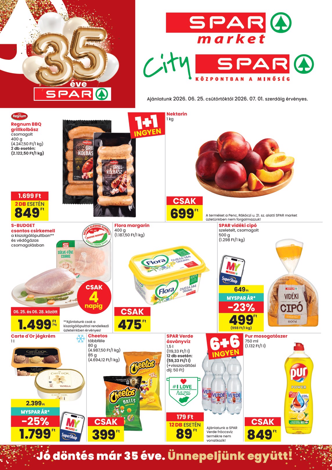 spar - SPAR market - City SPAR hirdetmény a következő hétre csütörtöktől 2026.06.25.-tól szerdától 2026.07.01.-ig