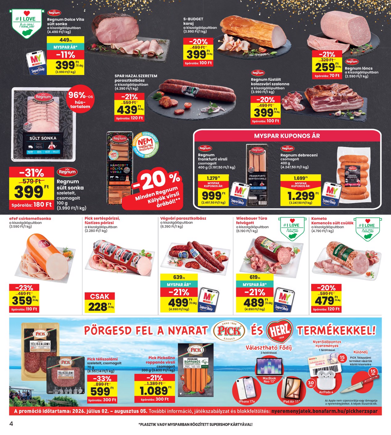 spar - INTERSPAR hirdetmény a következő hétre csütörtöktől 2026.07.02.-tól szerdától 2026.07.08.-ig - page: 4