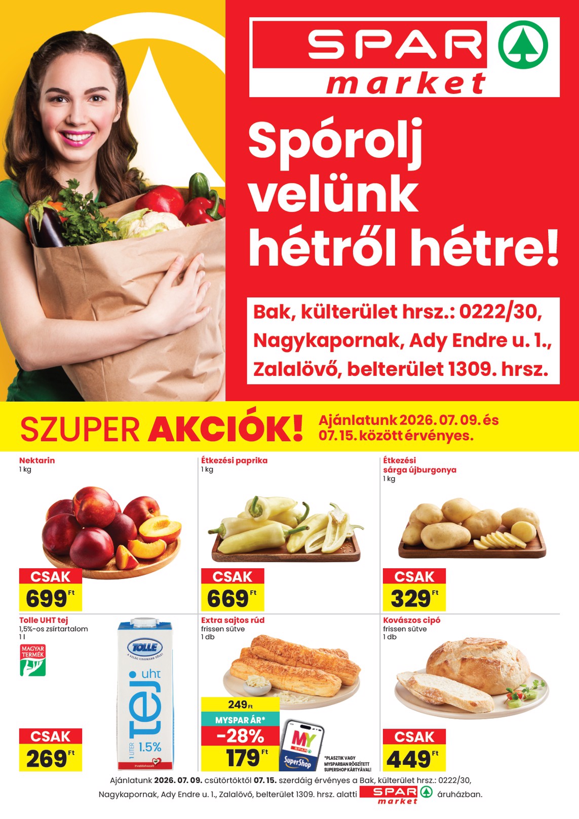spar - SPAR - SPAR market Bak, Nagykapornak, Zalalövő szórólap hirdetmény a következő hétre csütörtöktől 2026.07.09.-tól szerdától 2026.07.15.-ig
