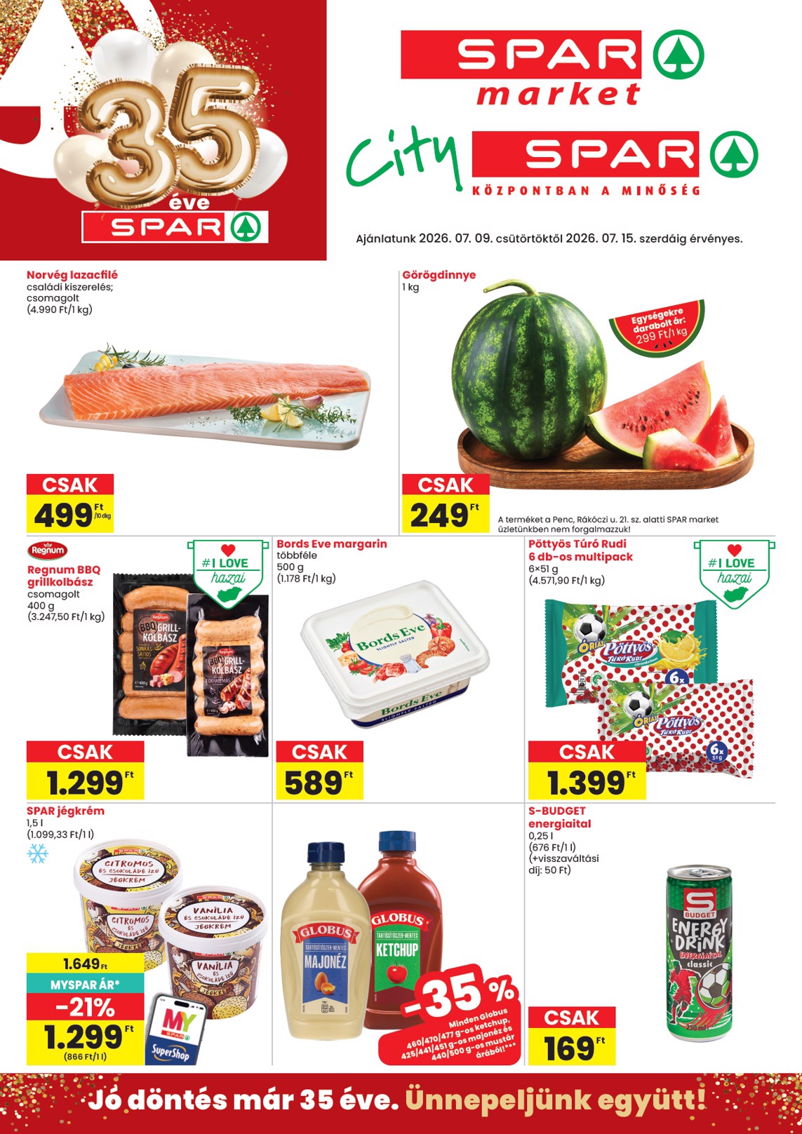 spar - SPAR - Market, City hirdetmény a következő hétre csütörtöktől 2026.07.09.-tól szerdától 2026.07.15.-ig
