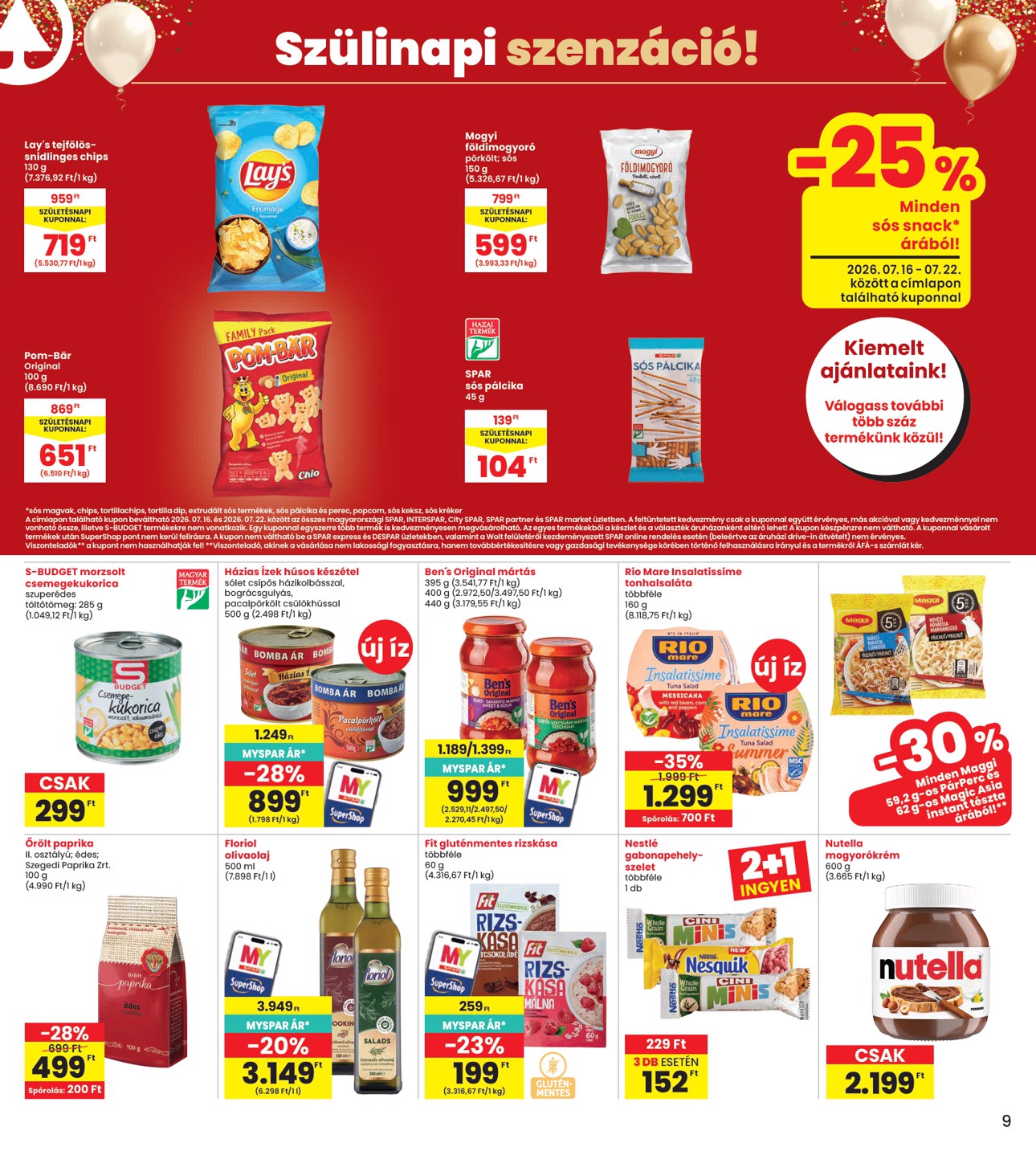 spar - INTERSPAR hirdetmény a következő hétre csütörtöktől 2026.07.16.-tól szerdától 2026.07.22.-ig - page: 9