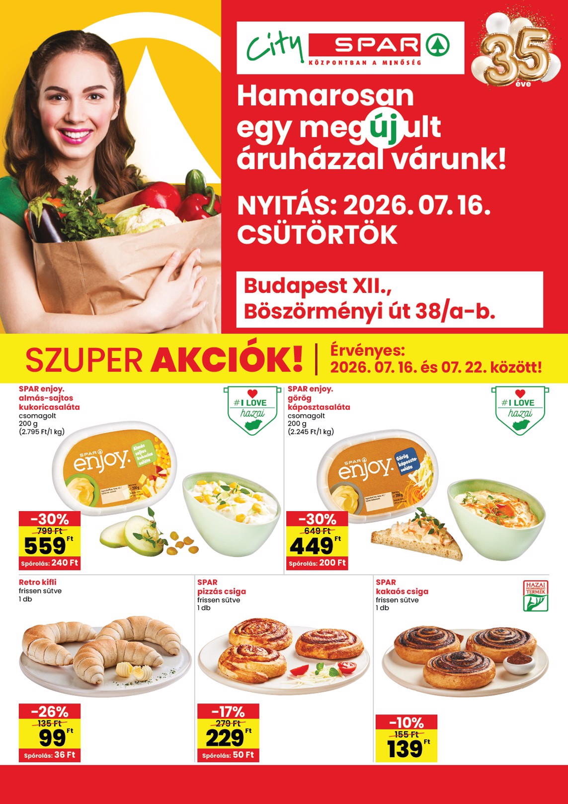 spar - SPAR - City Bp. XIII. Böszörményi út hirdetmény a következő hétre csütörtöktől 2026.07.16.-tól szerdától 2026.07.22.-ig