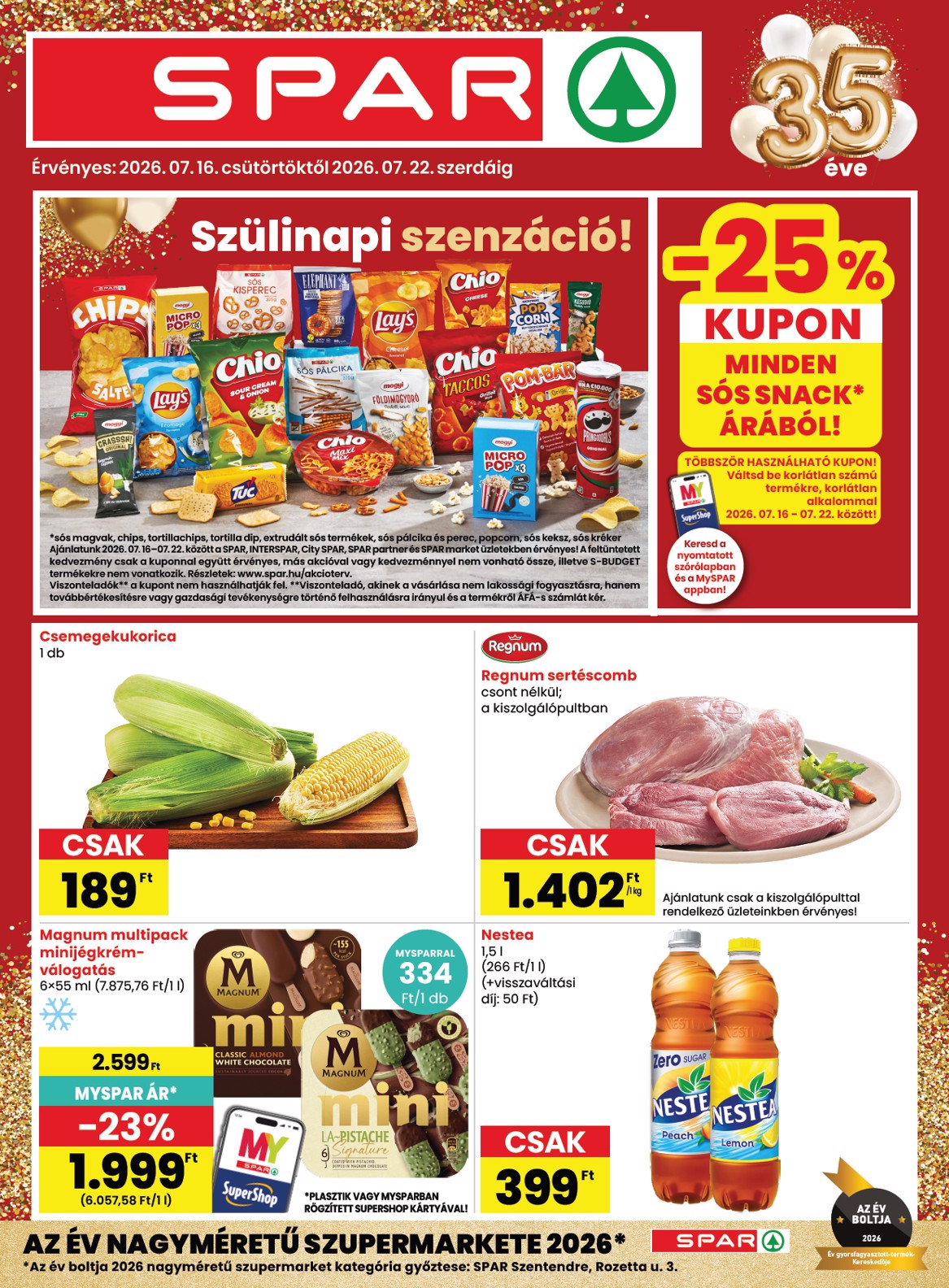 spar - Aktuális SPAR szórólap érvényes csütörtöktől 2026.07.16.-től szerdától 2026.07.22.-ig