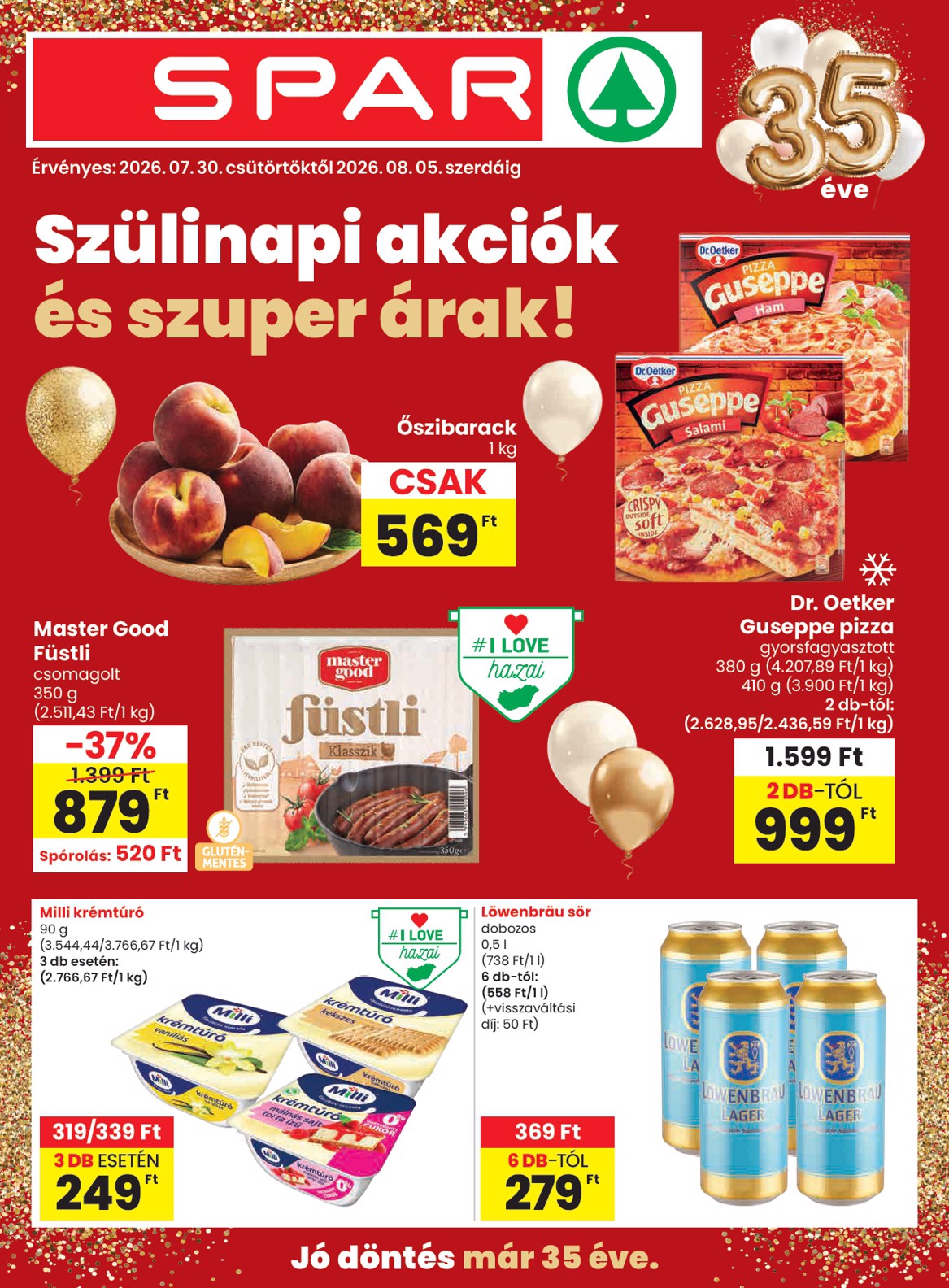 spar - SPAR hirdetmény a következő hétre csütörtöktől 2026.07.30.-tól szerdától 2026.08.05.-ig