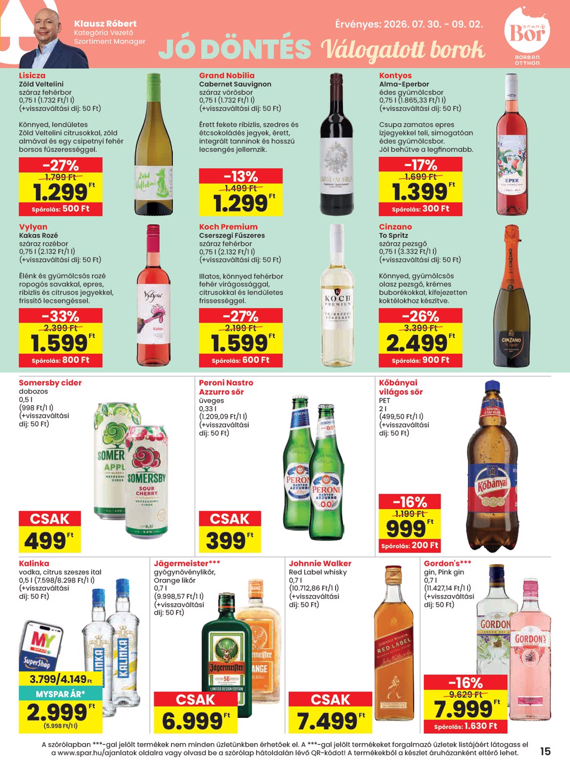 spar - SPAR hirdetmény a következő hétre csütörtöktől 2026.07.30.-tól szerdától 2026.08.05.-ig - page: 15