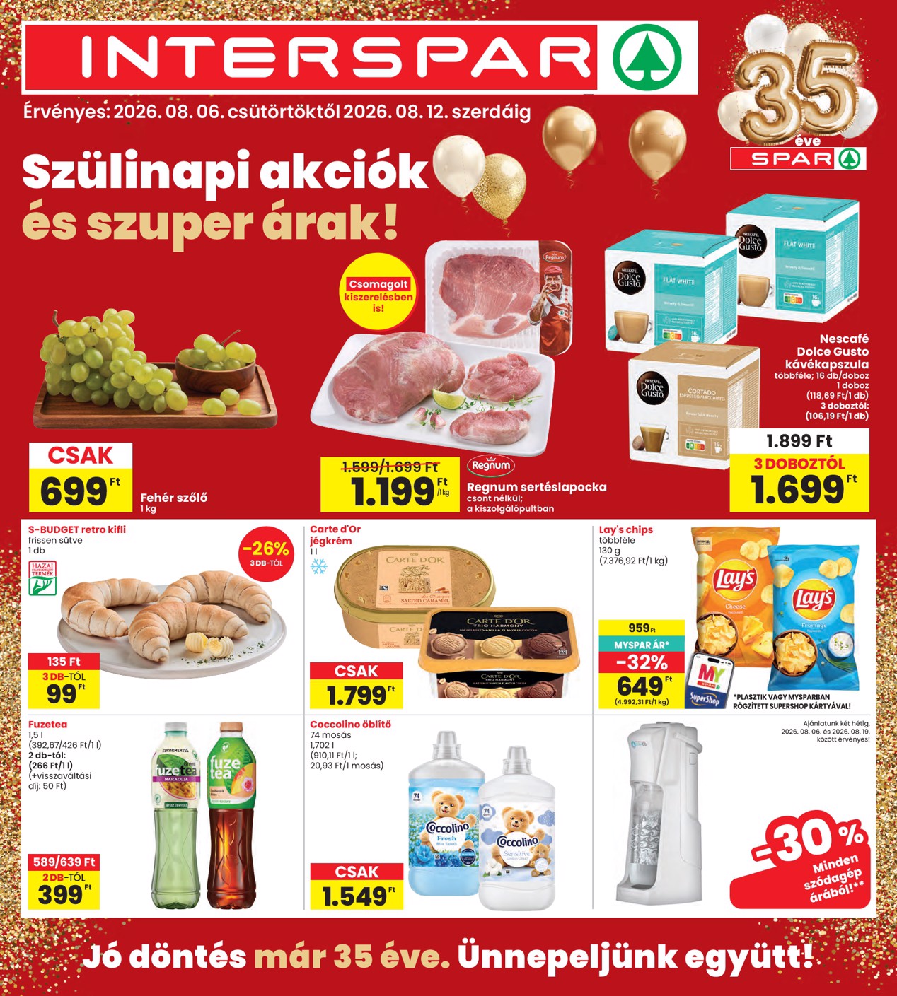 spar - INTERSPAR hirdetmény a következő hétre csütörtöktől 2026.08.06.-tól szerdától 2026.08.12.-ig