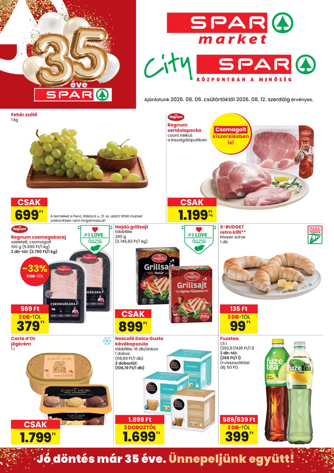 spar - SPAR - Market, City hirdetmény a következő hétre csütörtöktől 2026.08.06.-tól szerdától 2026.08.12.-ig