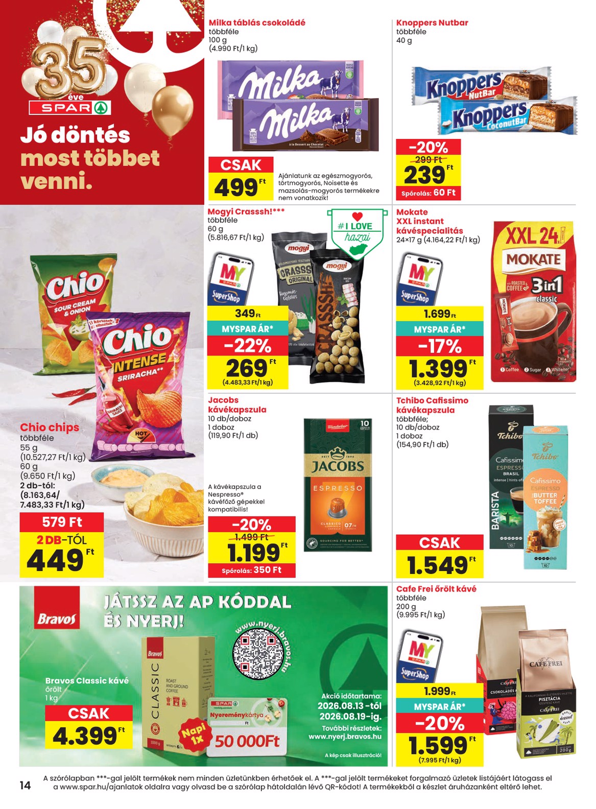 spar - SPAR hirdetmény a következő hétre csütörtöktől 2026.08.13.-tól szerdától 2026.08.19.-ig - page: 14