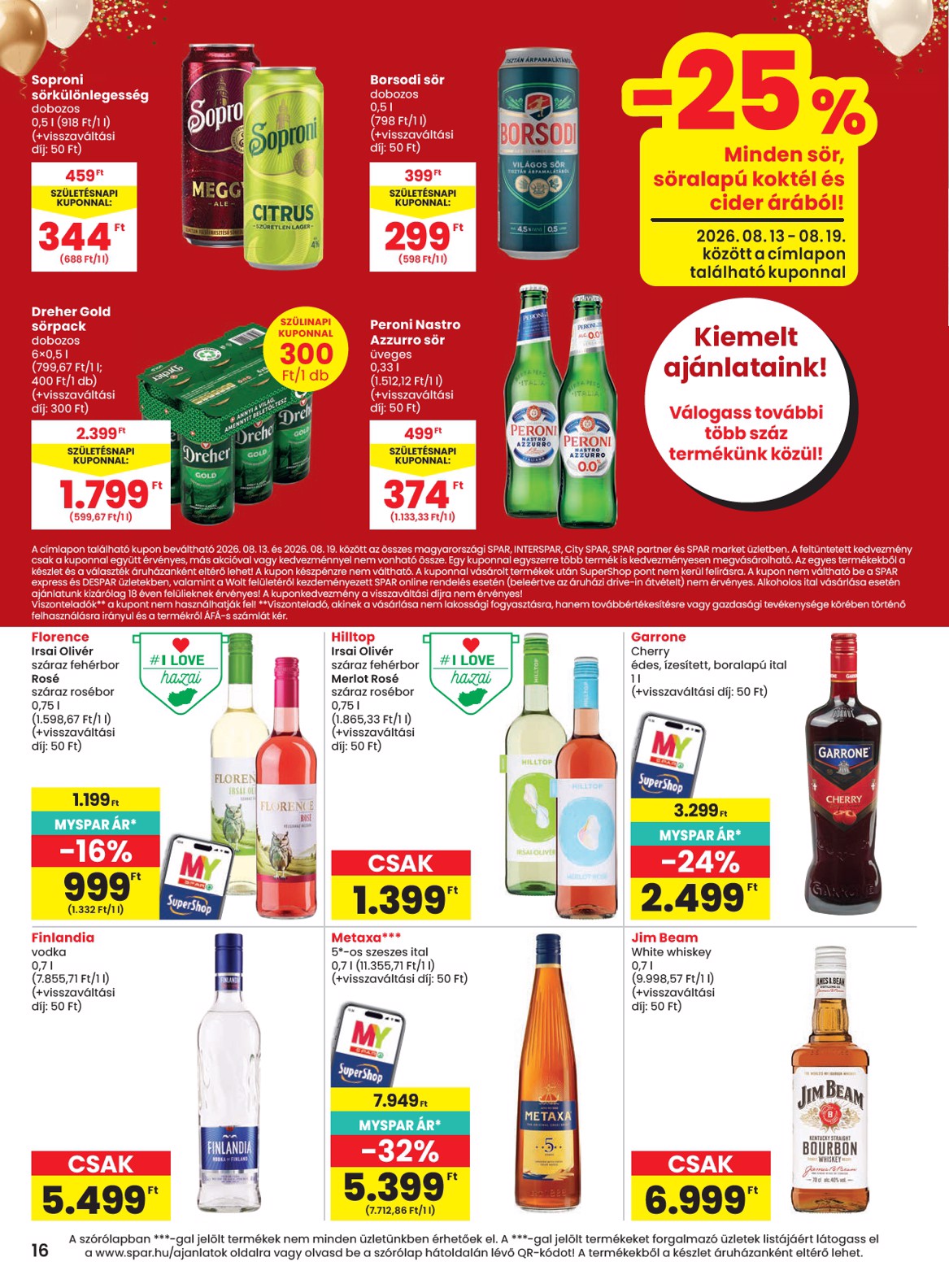 spar - SPAR hirdetmény a következő hétre csütörtöktől 2026.08.13.-tól szerdától 2026.08.19.-ig - page: 16
