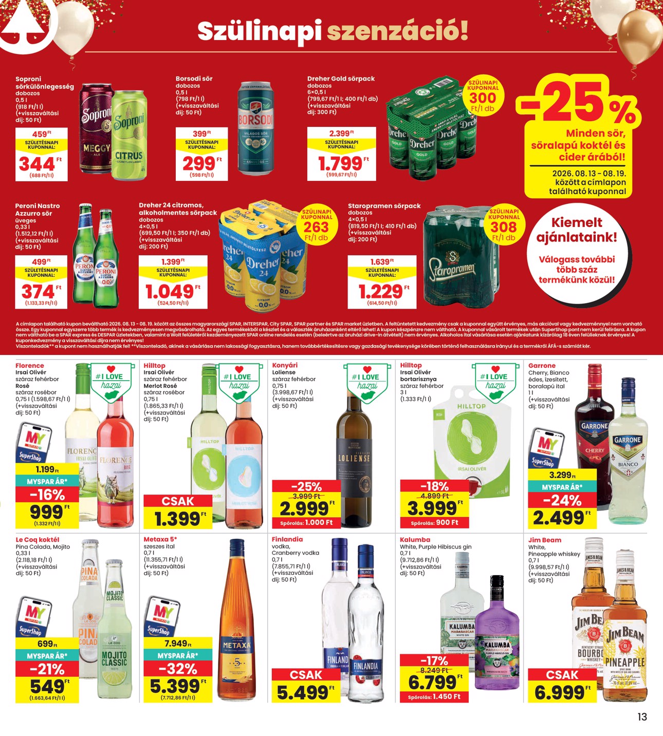 spar - INTERSPAR hirdetmény a következő hétre csütörtöktől 2026.08.13.-tól szerdától 2026.08.19.-ig - page: 13
