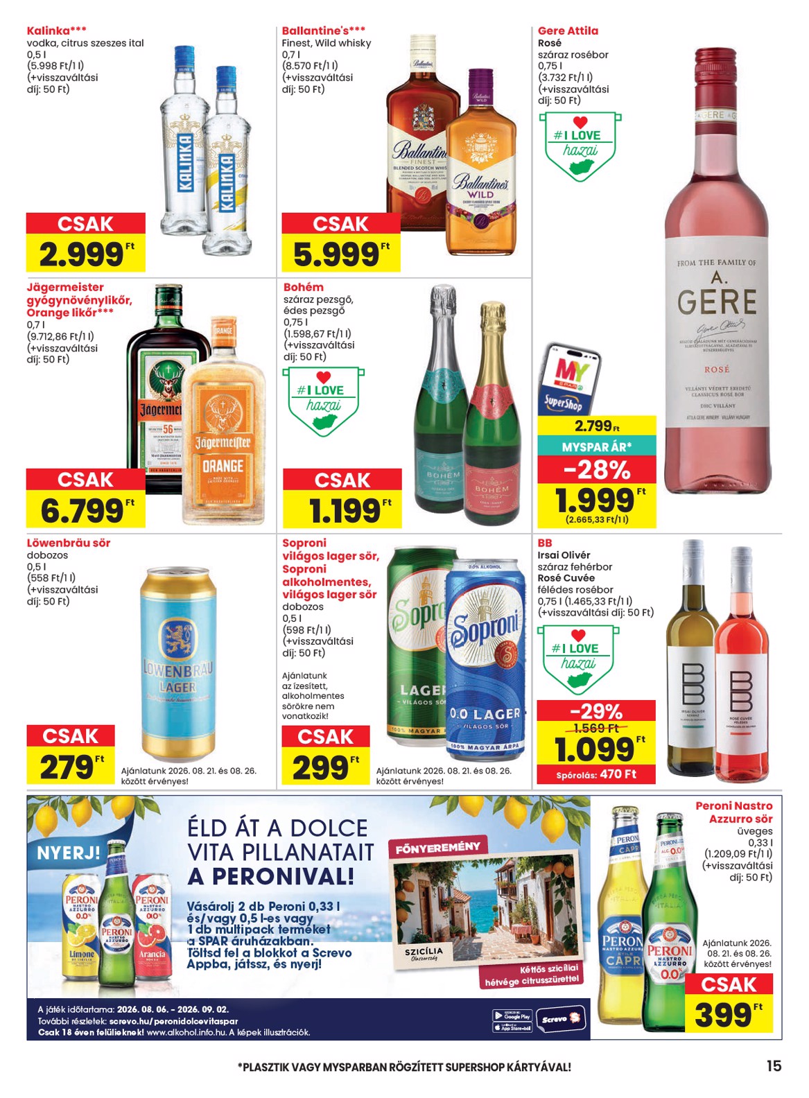 spar - A jövőbeli SPAR akciós újság szerdától 2026.08.19.-tól szerdától 2026.08.26.-ig érvényes. - page: 15