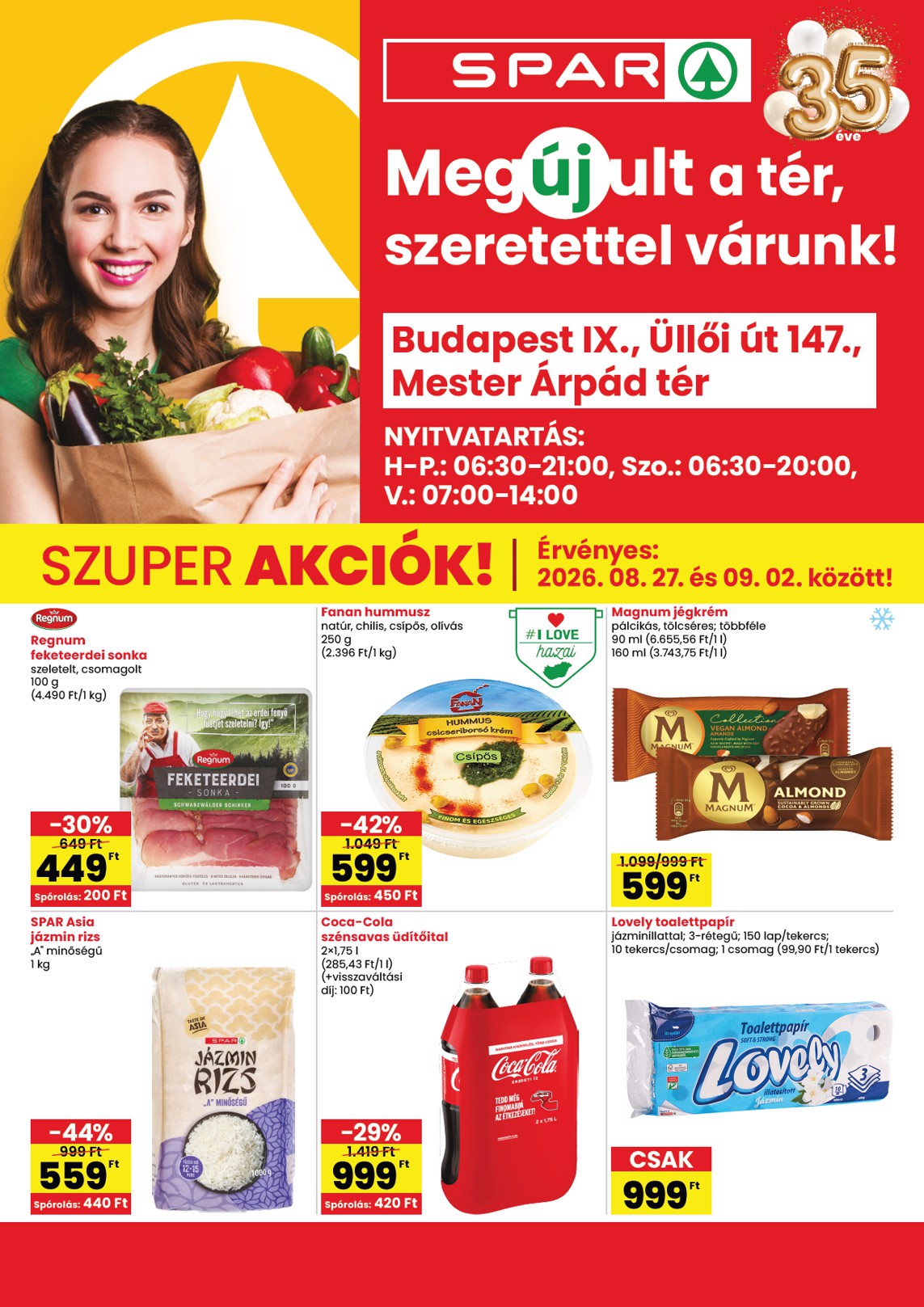spar - SPAR - Bp. IX, Üllői út szórólap hirdetmény a következő hétre csütörtöktől 2026.08.27.-tól szerdától 2026.09.02.-ig