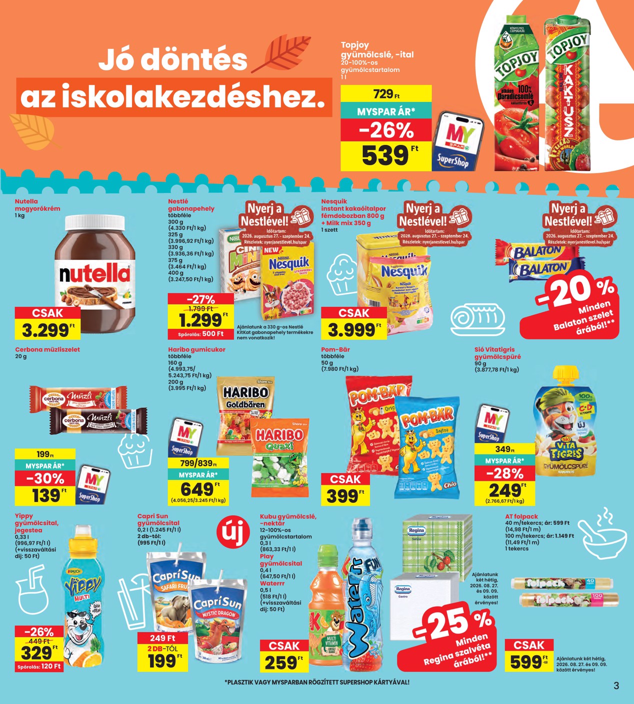 spar - INTERSPAR hirdetmény a következő hétre csütörtöktől 2026.08.27.-tól szerdától 2026.09.02.-ig - page: 3
