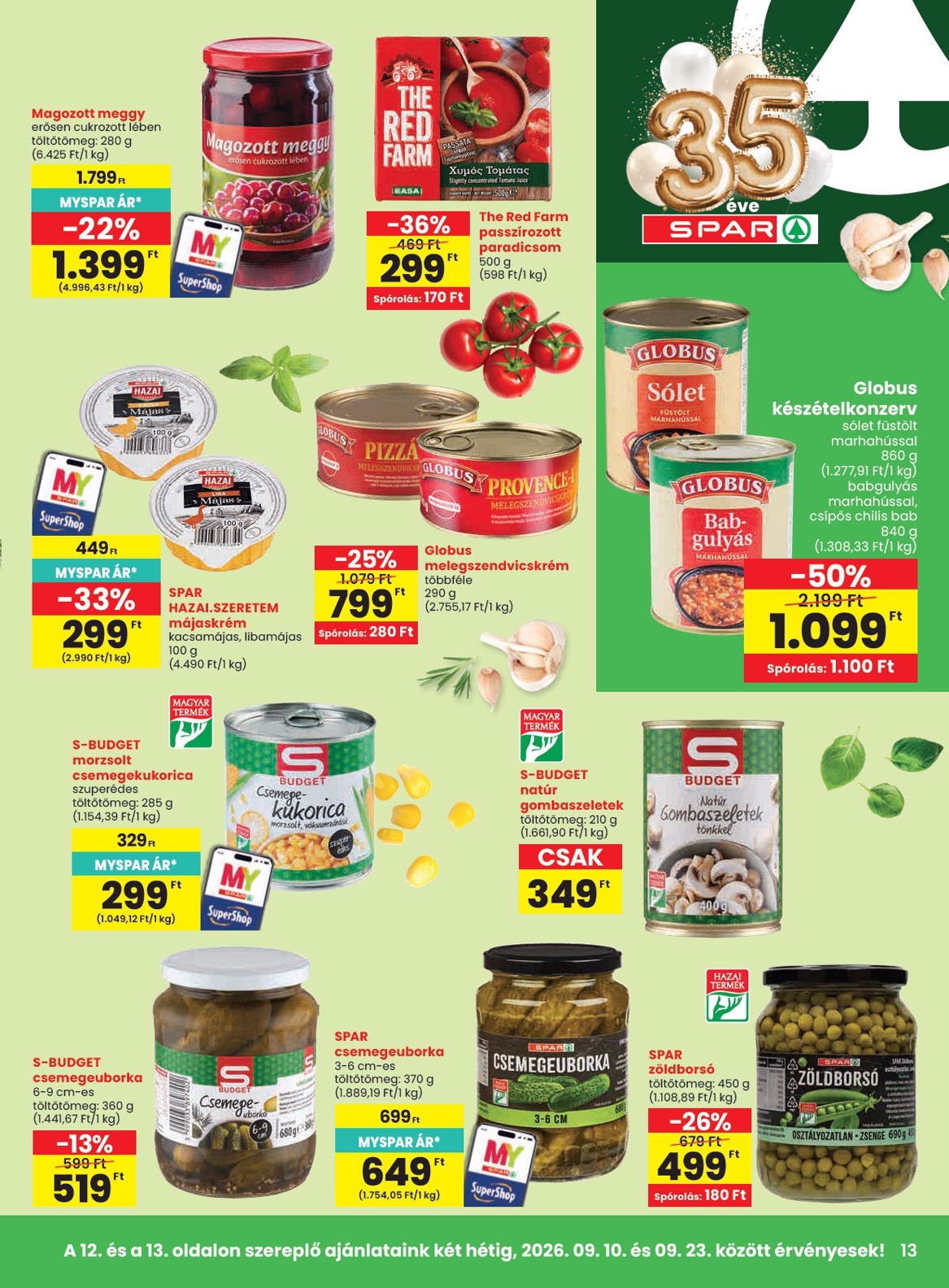 spar - SPAR hirdetmény a következő hétre csütörtöktől 2026.09.10.-tól szerdától 2026.09.16.-ig - page: 13