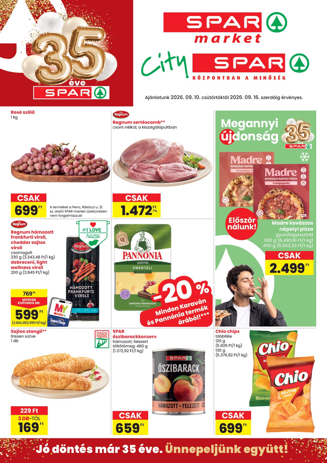 spar - SPAR - Market, City hirdetmény a következő hétre csütörtöktől 2026.09.10.-tól szerdától 2026.09.16.-ig