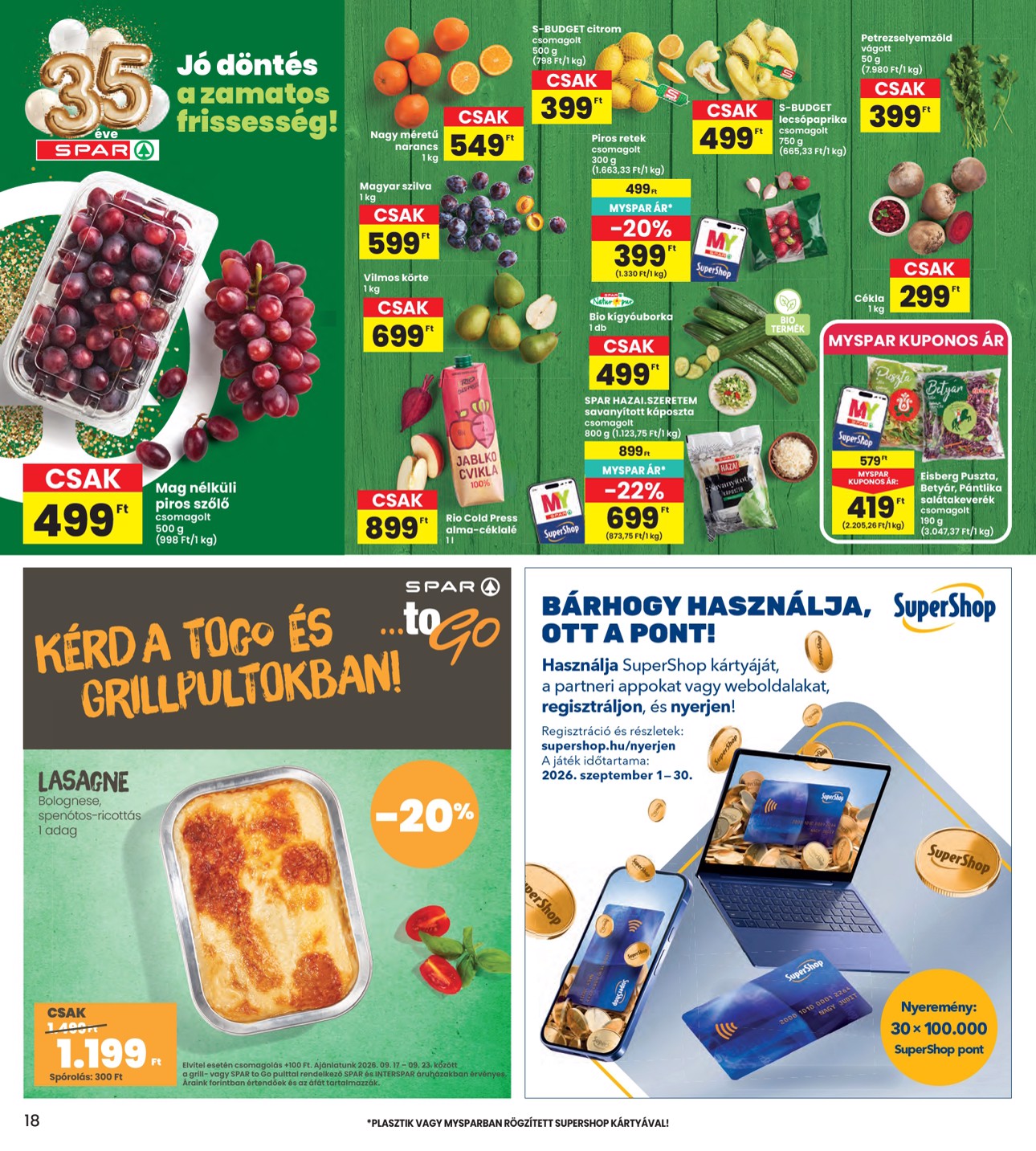 spar - INTERSPAR hirdetmény a következő hétre csütörtöktől 2026.09.17.-tól szerdától 2026.09.23.-ig - page: 18