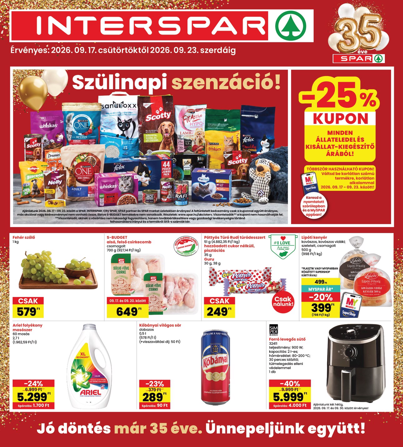 spar - Aktuális INTERSPAR szórólap érvényes csütörtöktől 2026.09.17.-től szerdától 2026.09.23.-ig