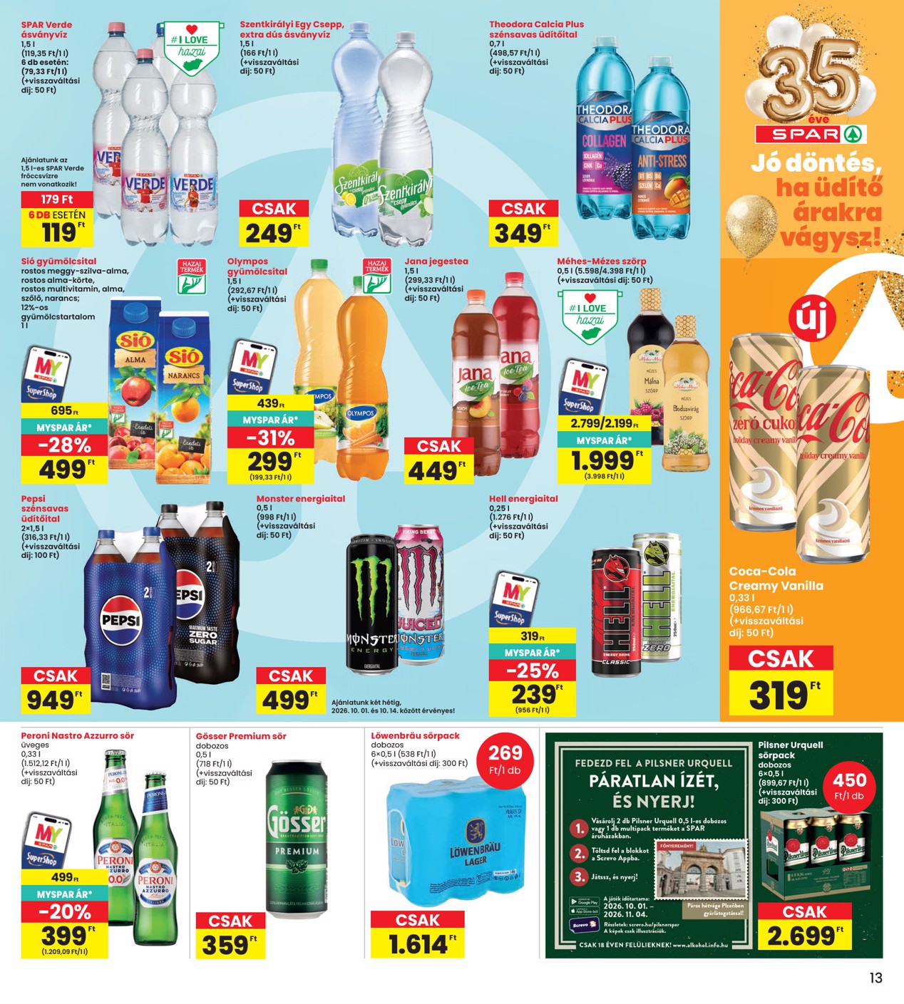 spar - A jövőbeli INTERSPAR akciós újság csütörtöktől 2026.10.01.-tól szerdától 2026.10.07.-ig érvényes. - page: 13