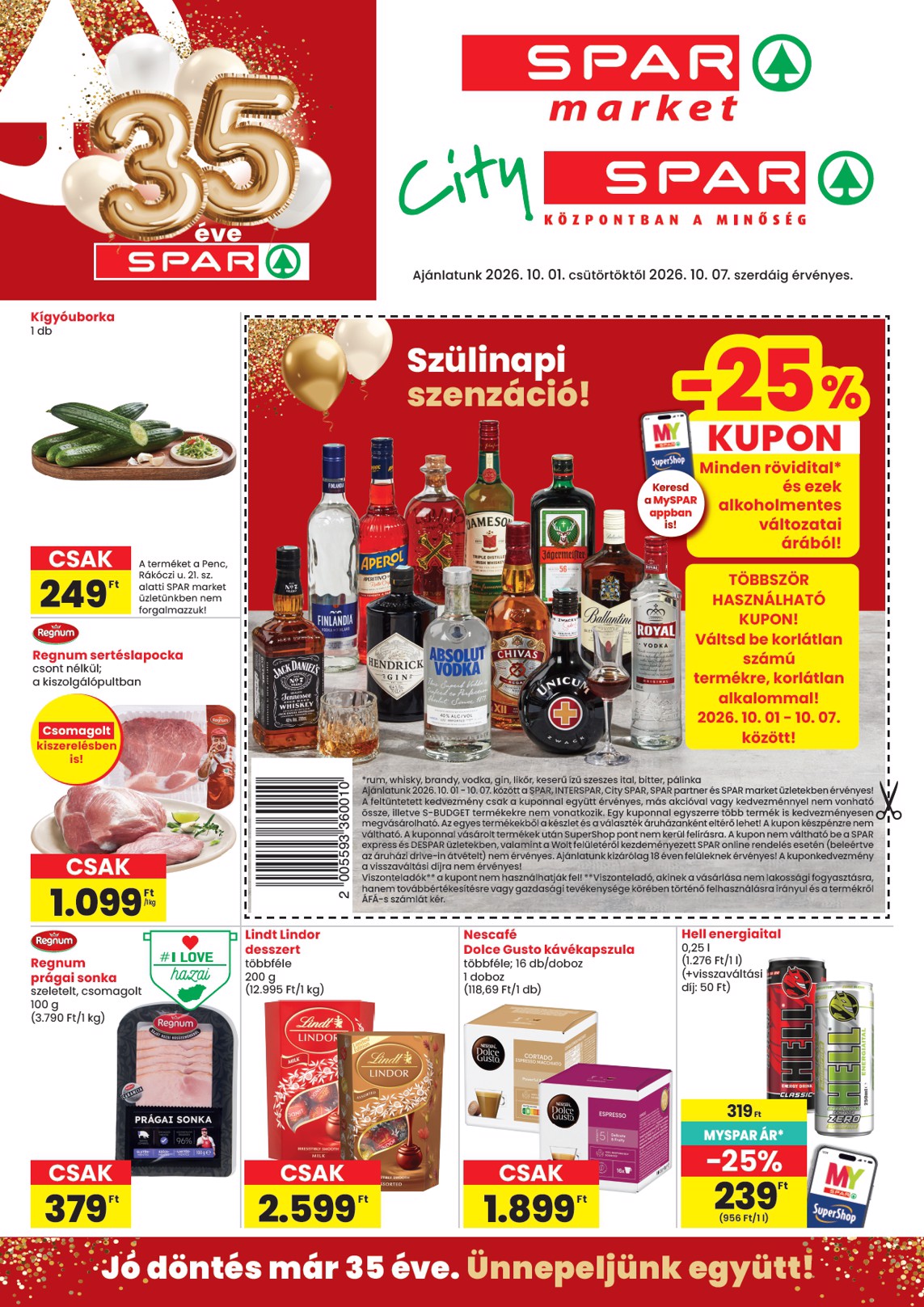 spar - Aktuális SPAR - Market, City szórólap érvényes csütörtöktől 2026.10.01.-től szerdától 2026.10.07.-ig