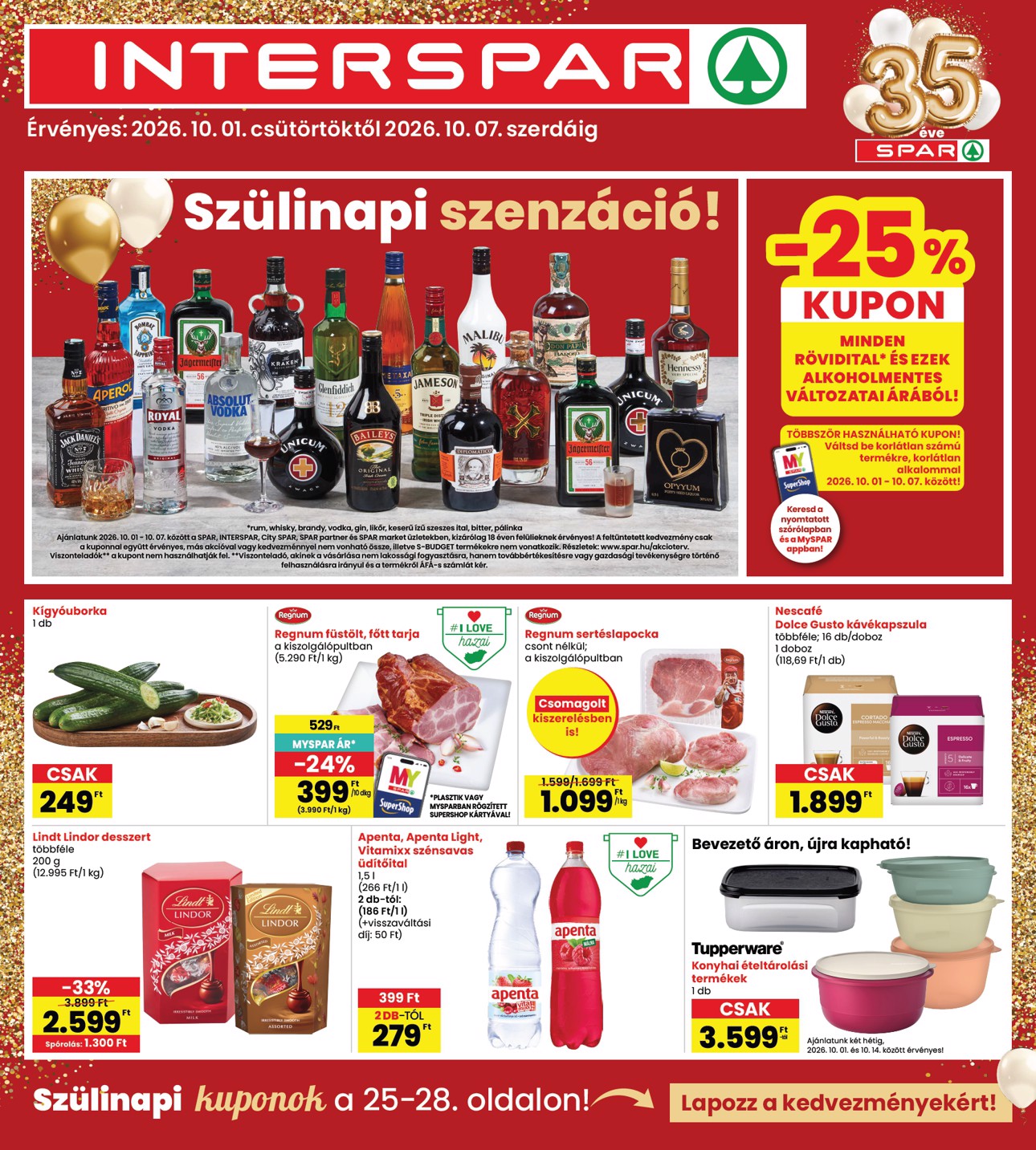 spar - Aktuális INTERSPAR szórólap érvényes csütörtöktől 2026.10.01.-től szerdától 2026.10.07.-ig