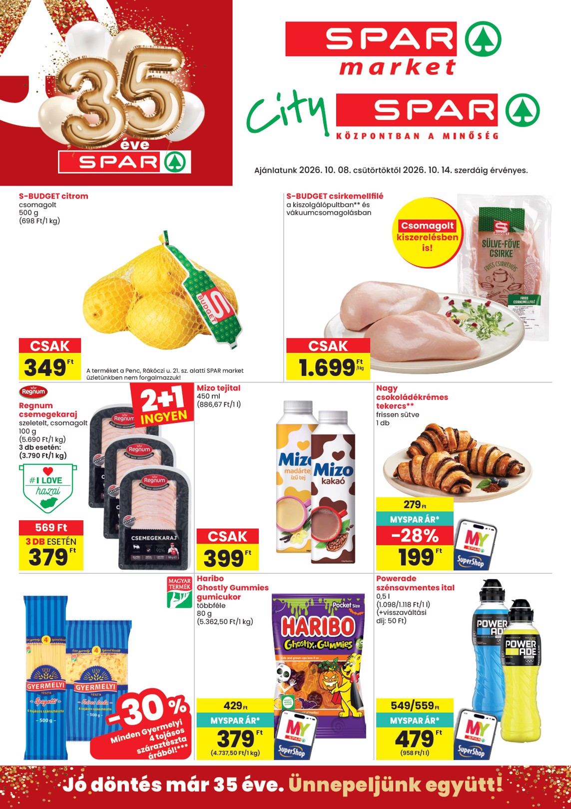 spar - SPAR - Market, City hirdetmény a következő hétre csütörtöktől 2026.10.08.-tól szerdától 2026.10.14.-ig - page: 1