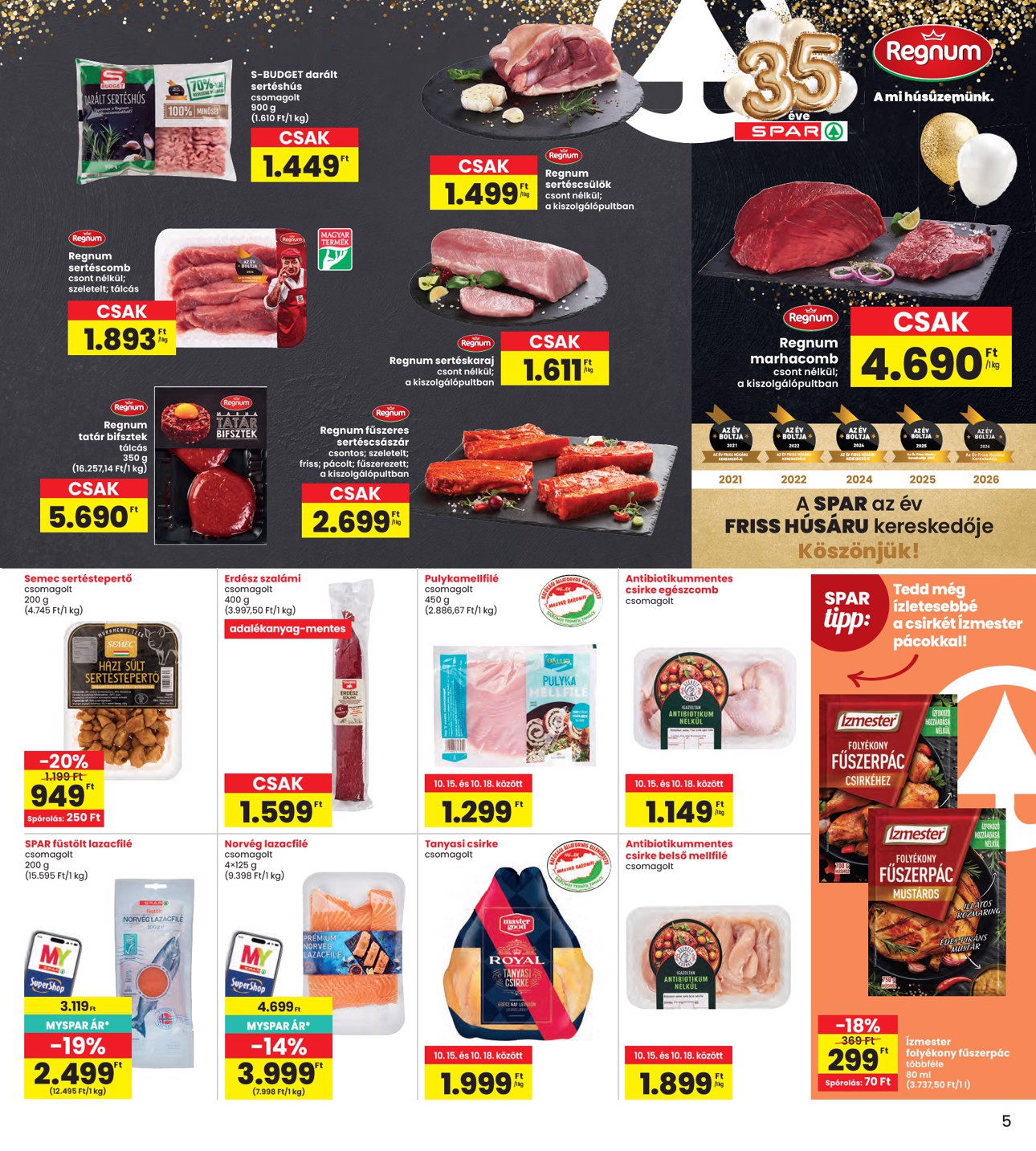 spar - INTERSPAR hirdetmény a következő hétre csütörtöktől 2026.10.15.-tól szerdától 2026.10.21.-ig - page: 5