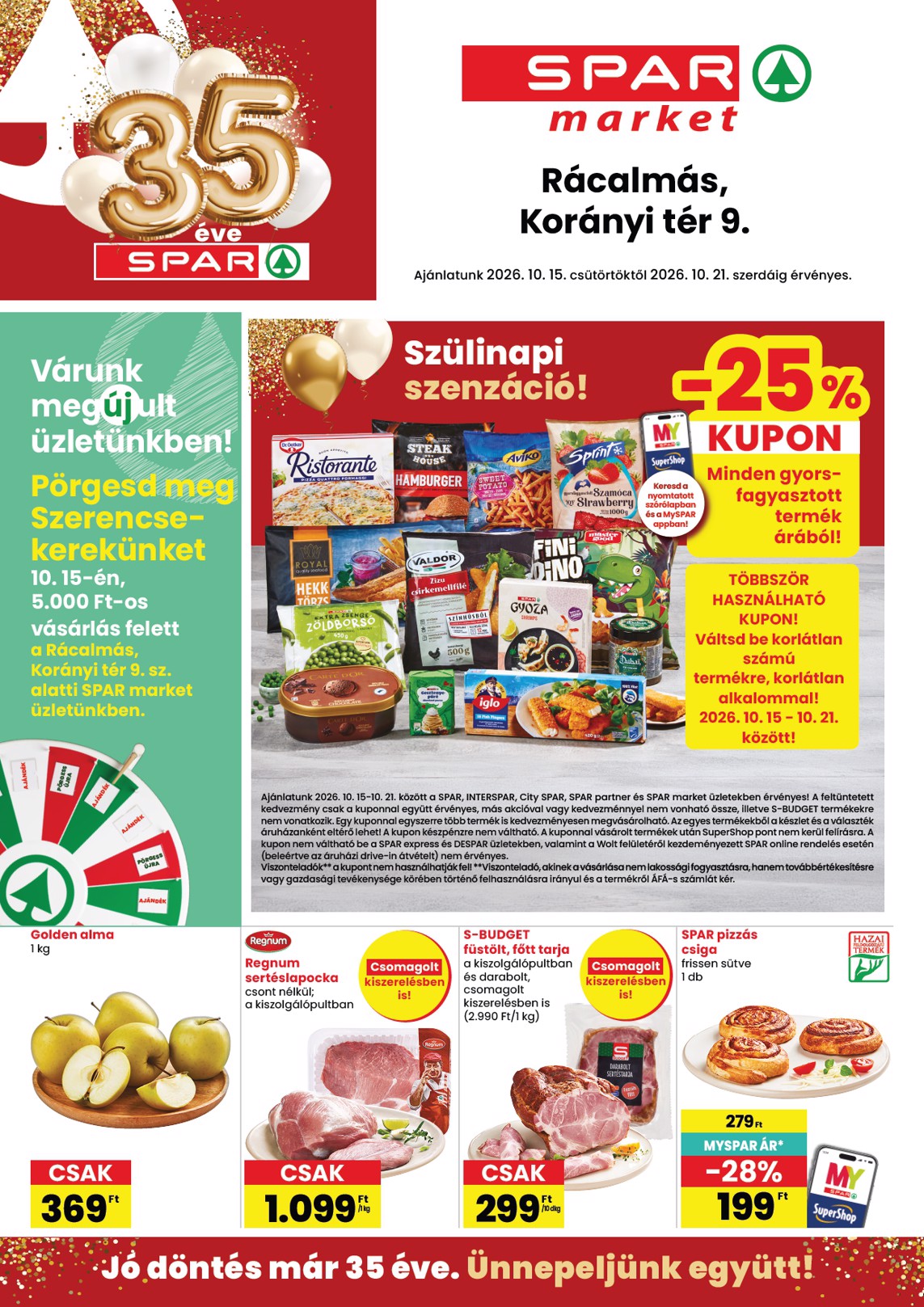 spar - SPAR Market - Rácalmás hirdetmény a következő hétre csütörtöktől 2026.10.15.-tól szerdától 2026.10.21.-ig