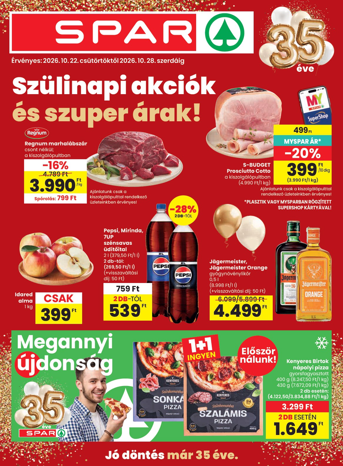 spar - SPAR hirdetmény a következő hétre csütörtöktől 2026.10.22.-tól szerdától 2026.10.28.-ig