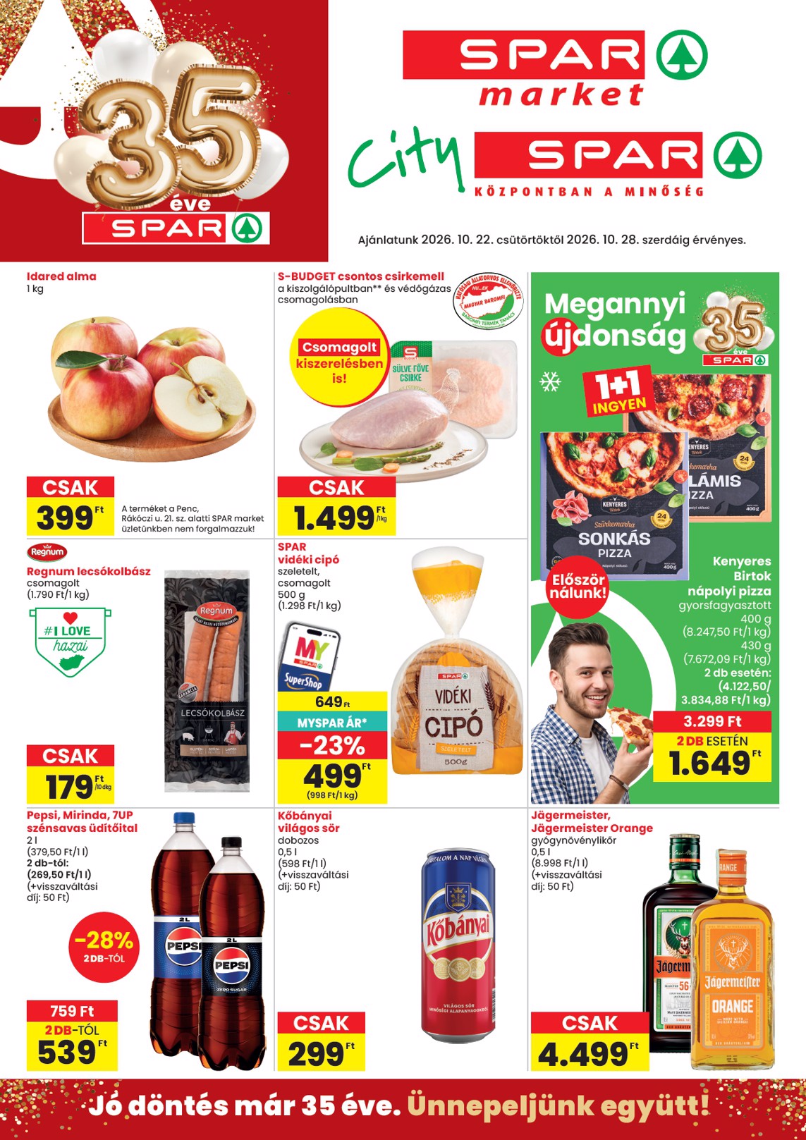 spar - SPAR - Market, City hirdetmény a következő hétre csütörtöktől 2026.10.22.-tól szerdától 2026.10.28.-ig