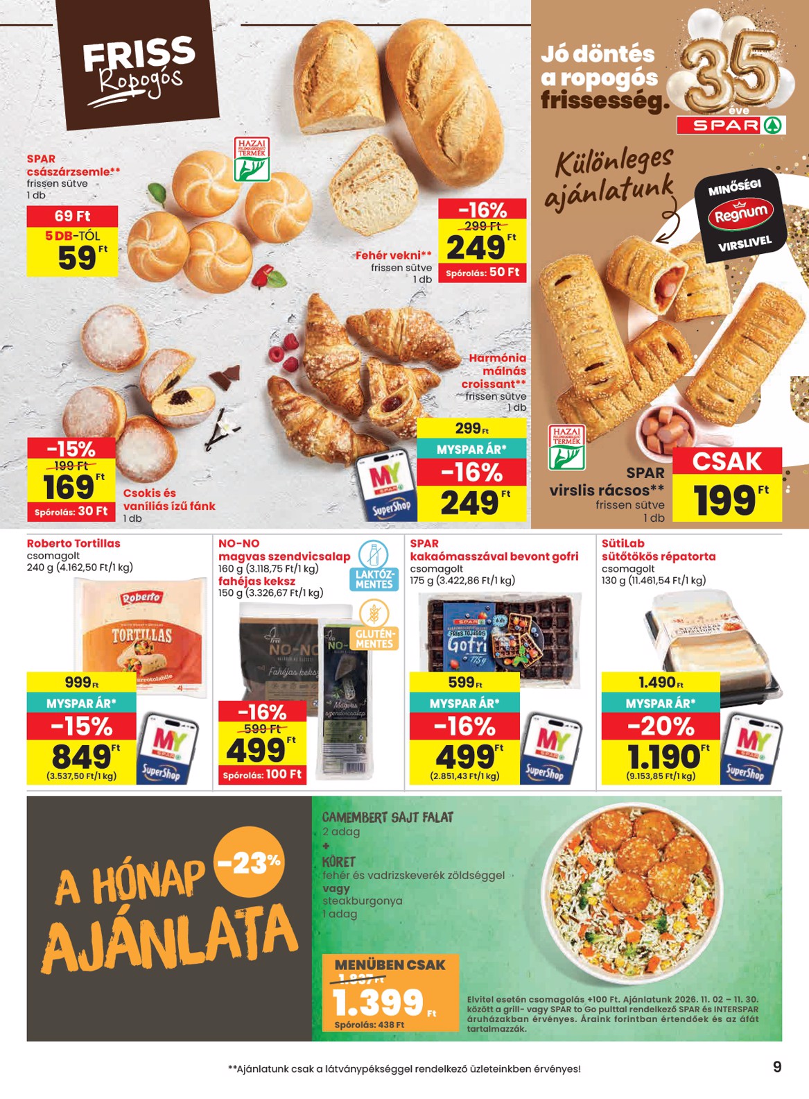 spar - SPAR hirdetmény a következő hétre csütörtöktől 2026.10.29.-tól szerdától 2026.11.04.-ig - page: 9