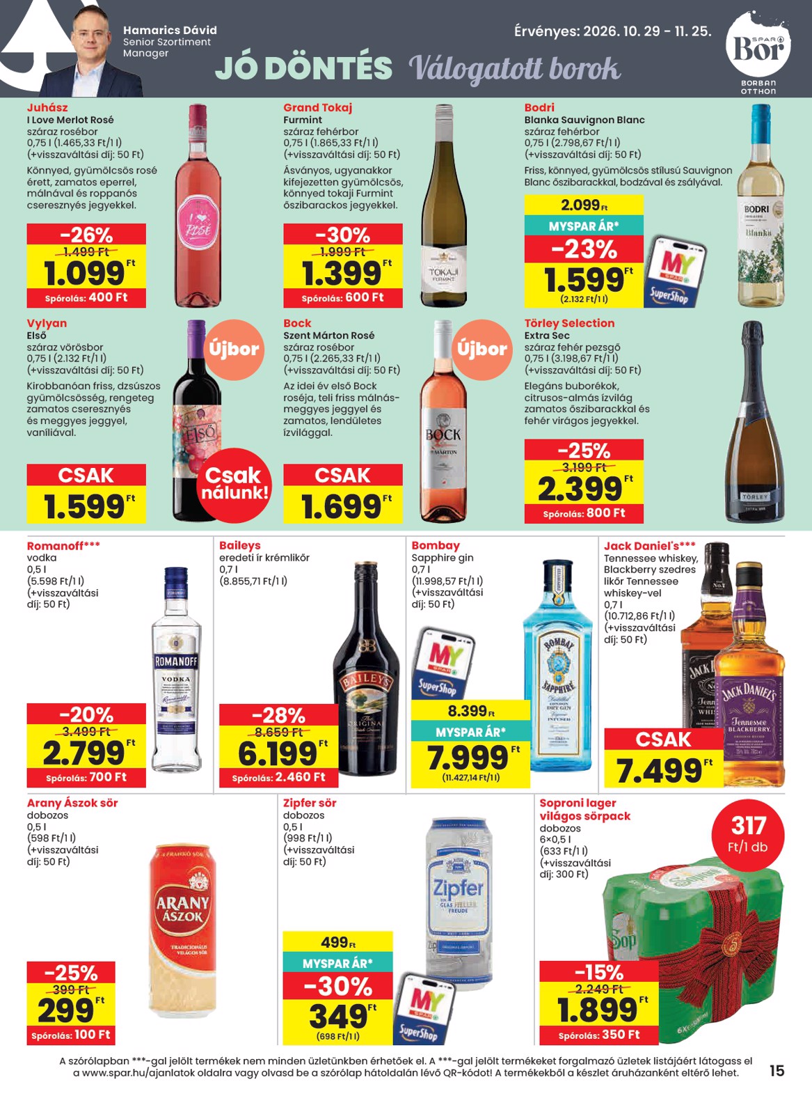 spar - SPAR hirdetmény a következő hétre csütörtöktől 2026.10.29.-tól szerdától 2026.11.04.-ig - page: 15