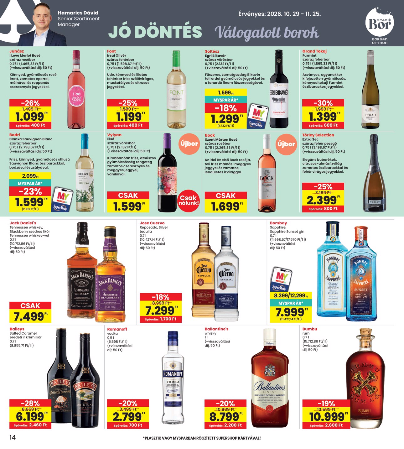 spar - INTERSPAR hirdetmény a következő hétre csütörtöktől 2026.10.29.-tól szerdától 2026.11.04.-ig - page: 14