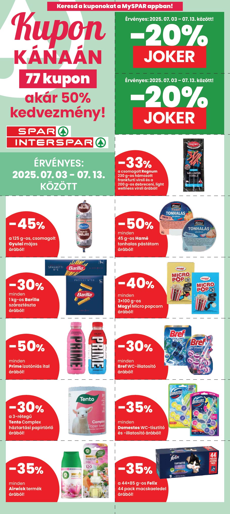 spar - SPAR - Kupon Kánaán kuponfüzet akciós újság, érvényes 07.03. - 07.13.