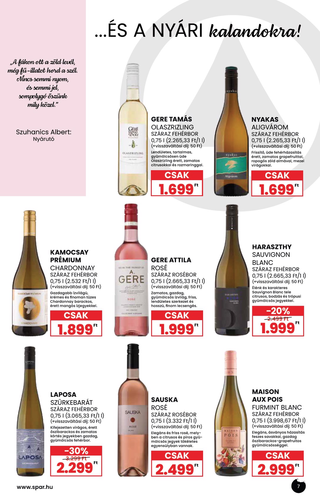 spar - SPAR - BOR akciós újság, érvényes 09.04. - 09.24. - page: 7